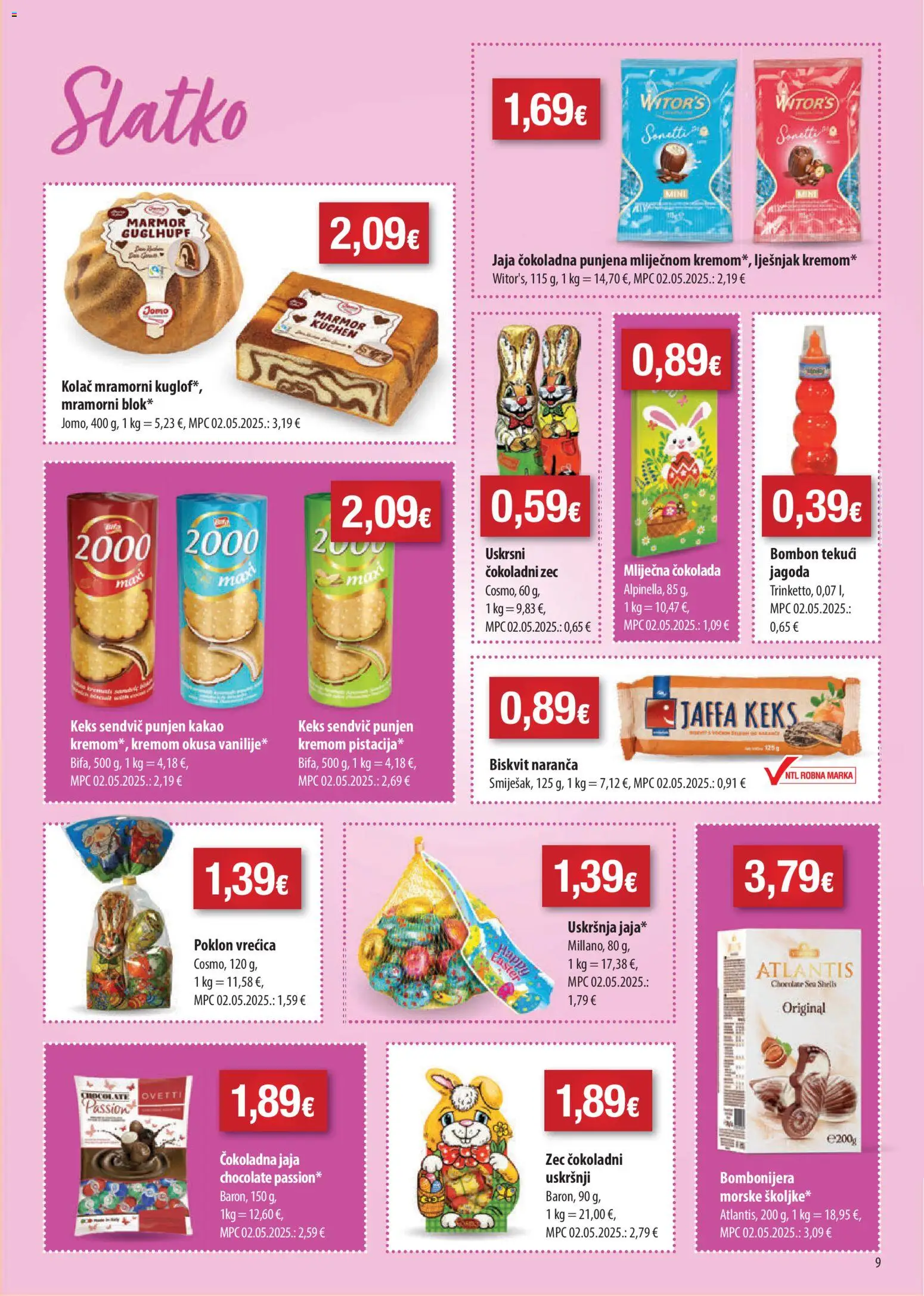 NTL katalog | vrijedi od 18.03.2026 | Stranica: 9 | Proizvodi: Čokolada, Keks, Lješnjak, Bombonijera
