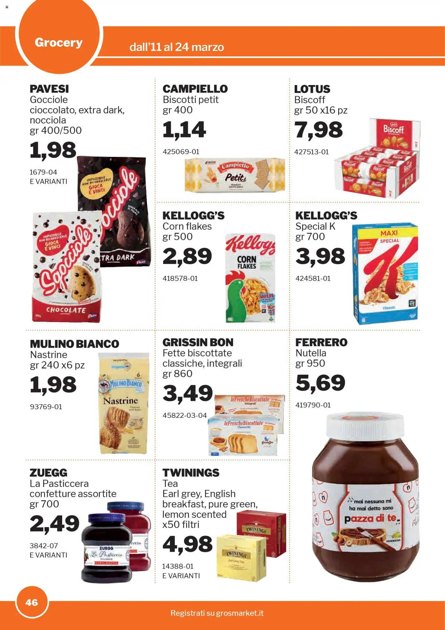 Volantino Sogegross del 11.03.2026 | Pagina: 46 | Prodotti: Biscotti, Nutella, Fette biscottate