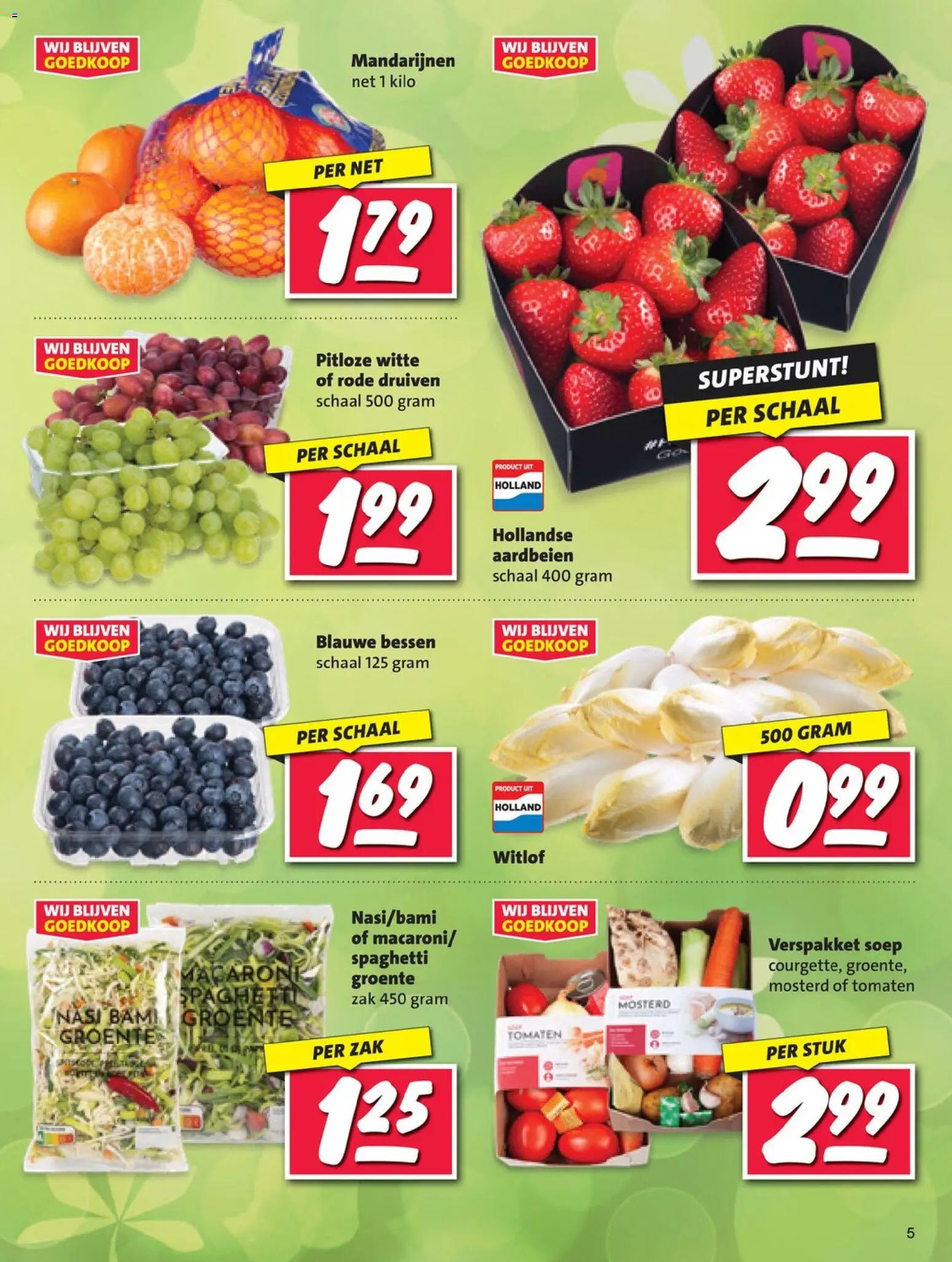 {H1} | Pagina: 5 | Producten: Aardbeien, Mandarijnen, Zak, Druiven