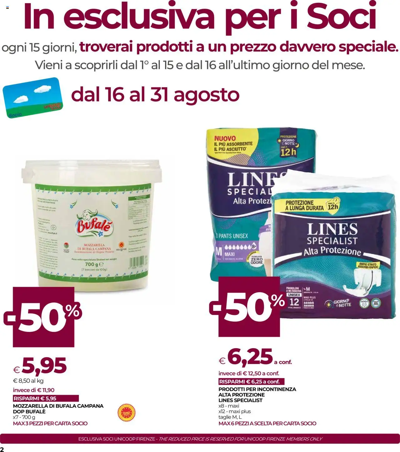 Volantino COOP del 14.08.2025 | Pagina: 2 | Prodotti: Mozzarella, The