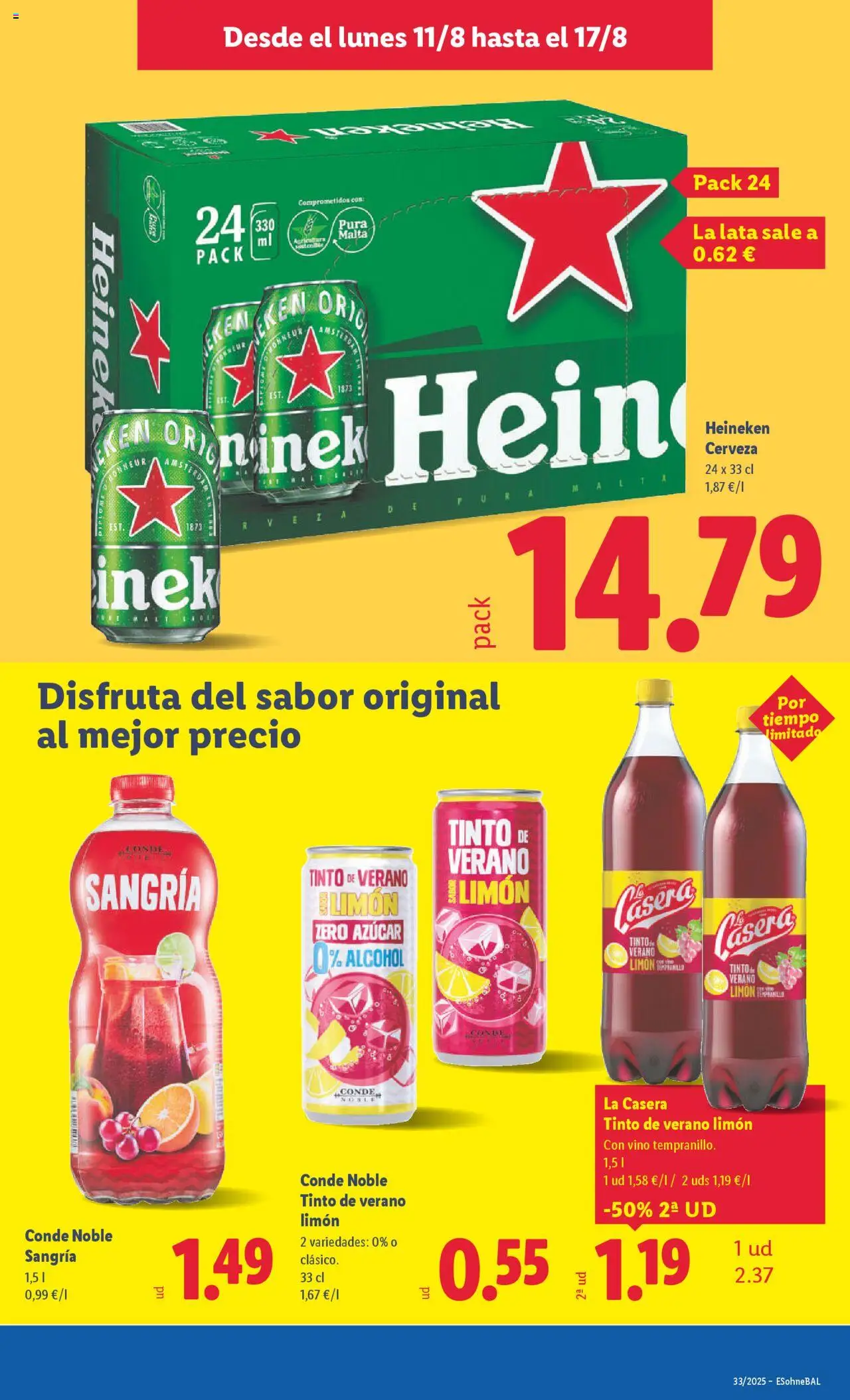 Lidl catálogo VAL │ válido desde el 11.08.2025 | Página: 7 | Productos: Vino, Cerveza, Σπανάκι
