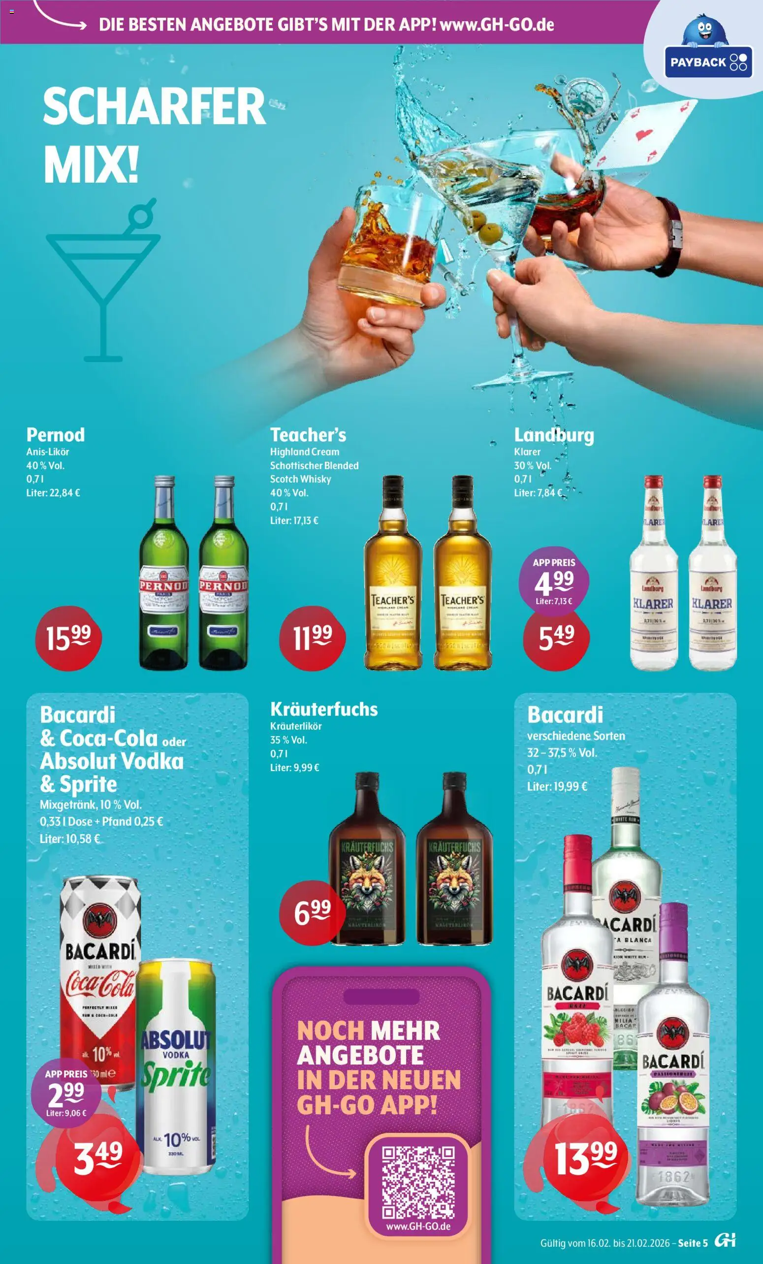 Getränke Hoffmann Prospekt 	 – gültig ab 16.02.2026 | Seite: 5 | Produkte: Bacardi, Whisky, Sprite, Vodka