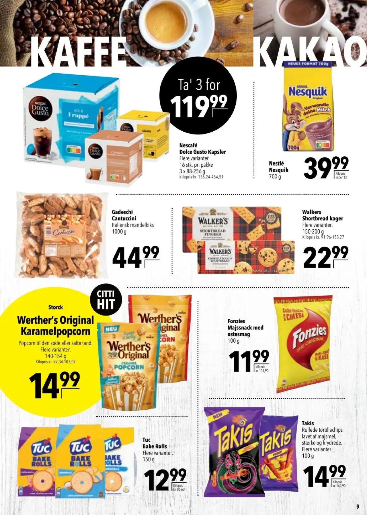 CITTI Tilbudsavis gyldig fra 13.08.2025 | Side: 9 | Produkter: Popcorn, Kakao, Kager, Tortillachips