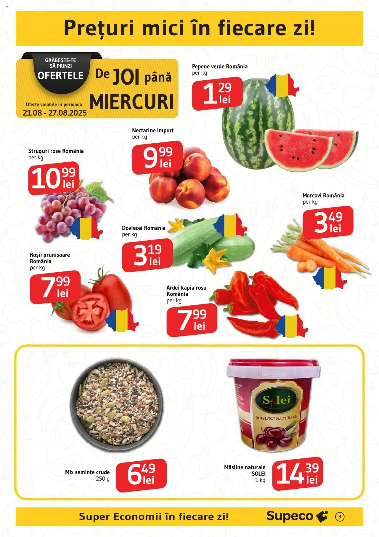 Catalog Supeco – valabil de la 21.08.2025 | Pagină: 9 | Produse: Struguri, Temizlik kovası, Măsline, Ardei