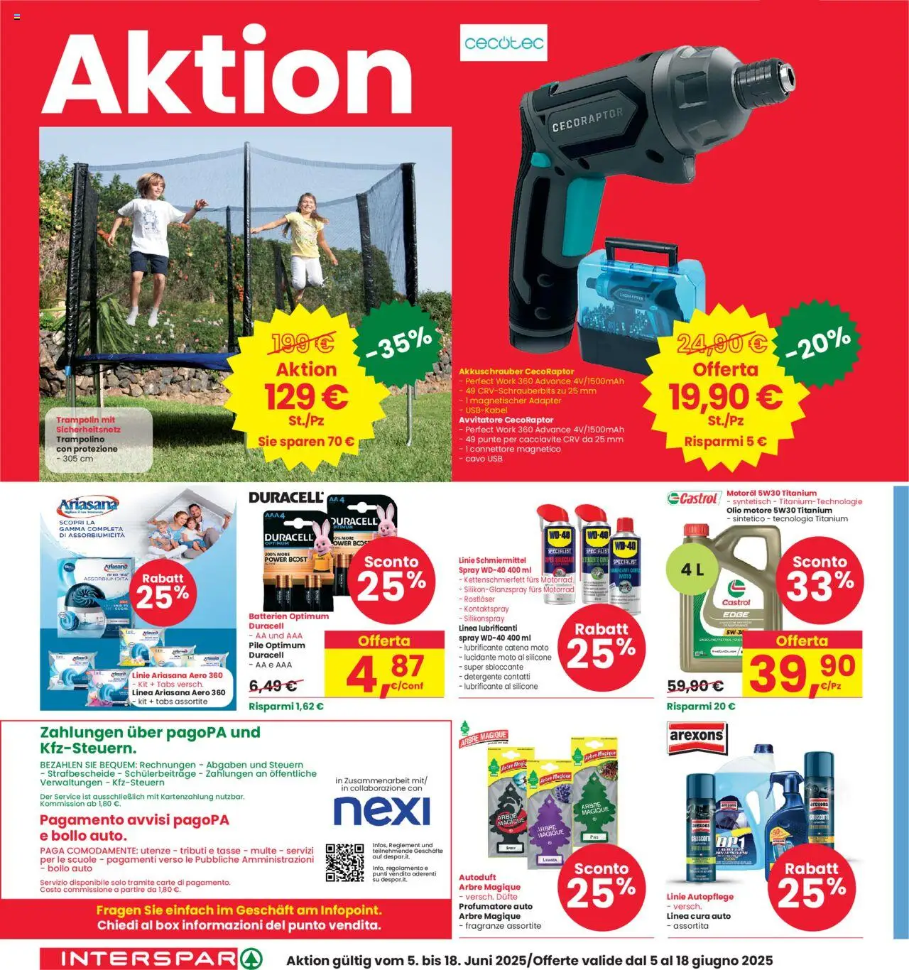 Volantino Interspar del 05.06.2025 | Pagina: 30 | Prodotti: Olio motore, Trampolino, Connettore, Cacciavite