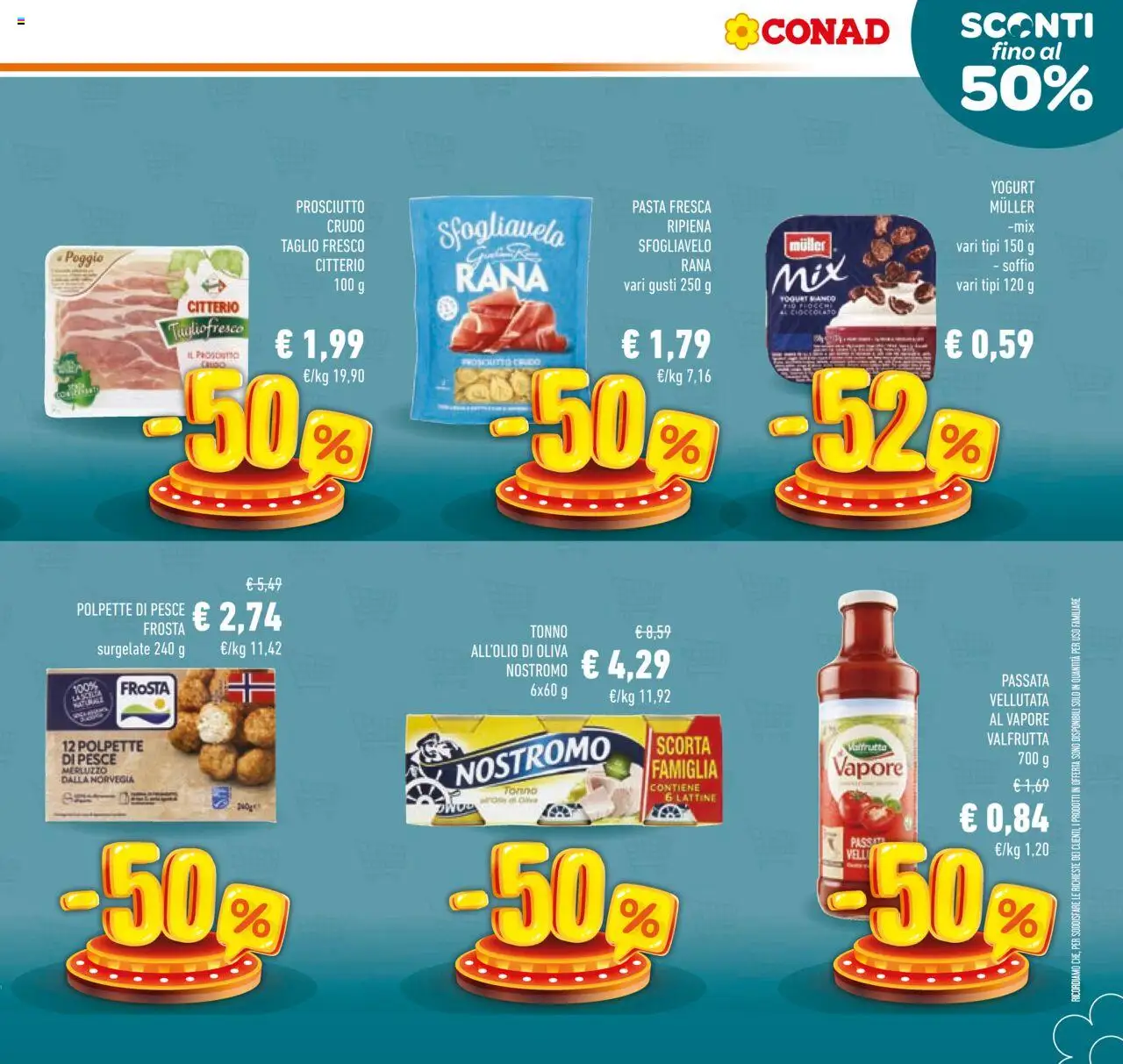 Volantino Conad del 22.10.2025 | Pagina: 13 | Prodotti: Prosciutto Crudo, Cioccolato, Merluzzo, Pasta