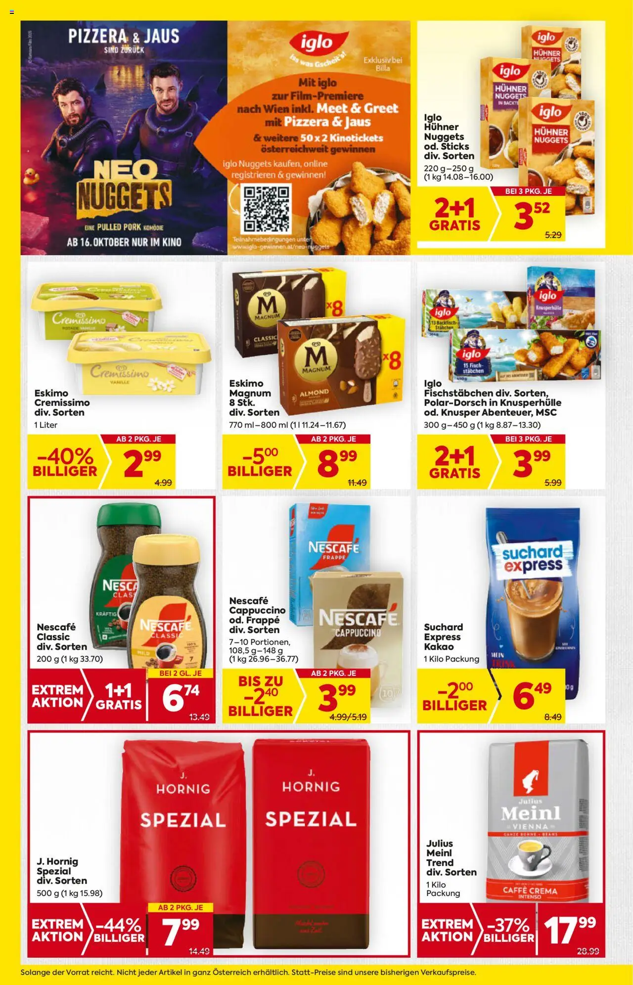 Billa AT akciós ujság - amely érvényes a következő dátumtól: 28.08.2025 | Oldal: 14 | Termékek: Nescafé, Magnum, Cappuccino, Nuggets