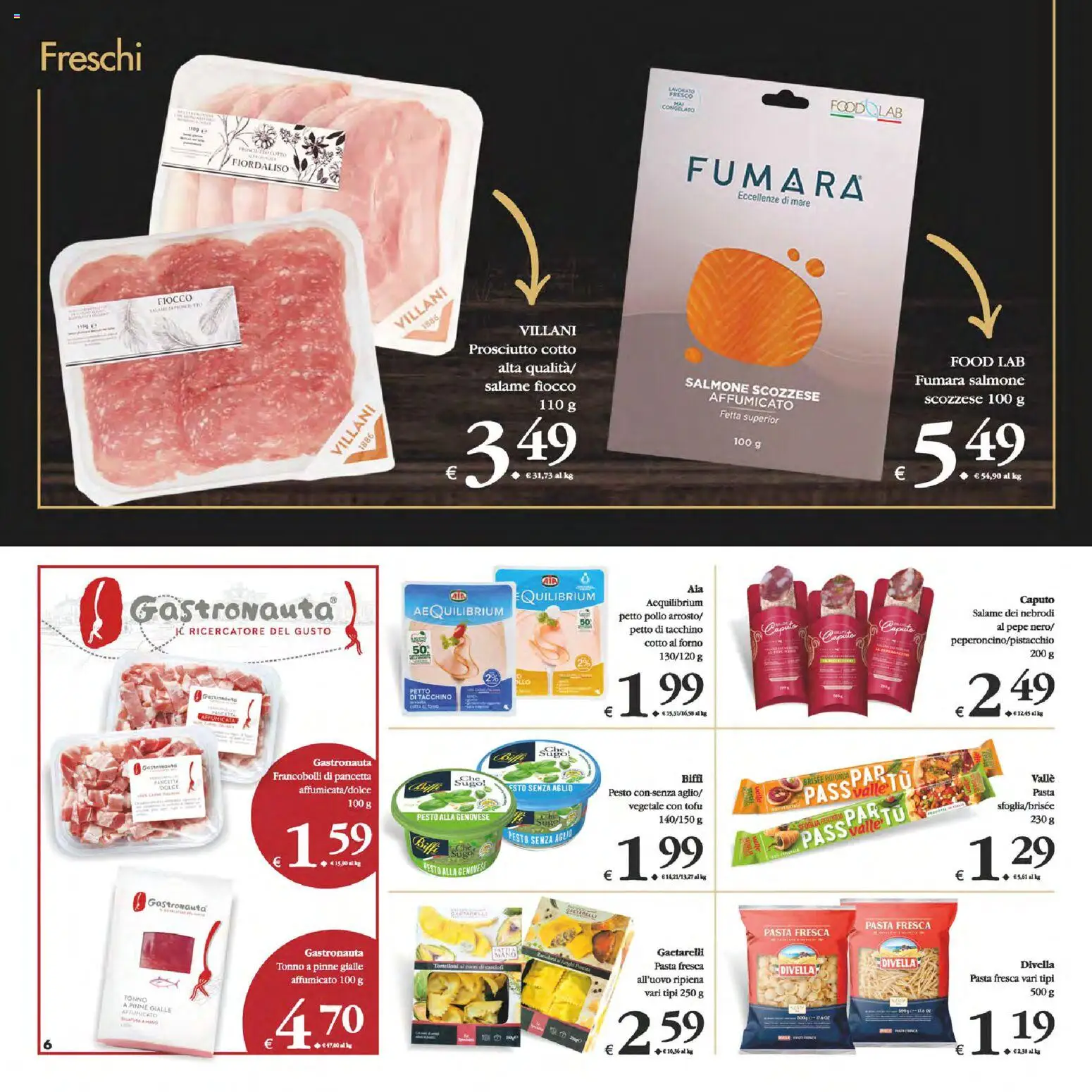 Volantino Decò del 25.11.2025 | Pagina: 6 | Prodotti: Prosciutto Cotto, Pancetta, Carciofi, Tonno