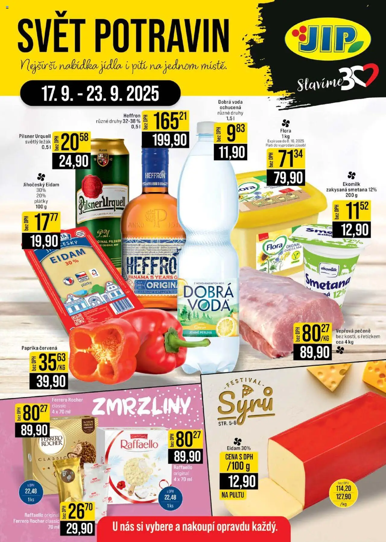 Jip leták - Cash & Carry od 17.09.2025 | Strana: 1 | Produkty: Ferrero Rocher, Vepřová pečeně, Eidam, Zakysaná smetana