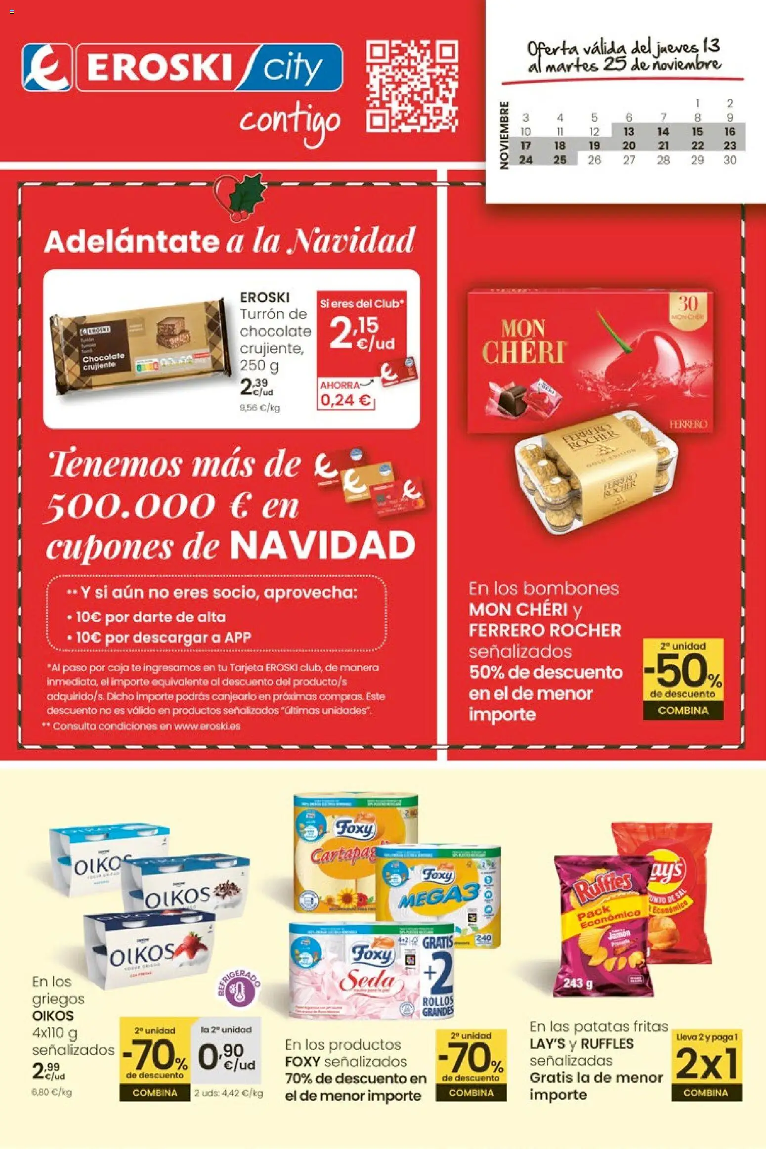 Eroski - Adelántate a la Navidad │ válido desde el 13.11.2025 | Página: 1 | Productos: Chocolate, Jamón, Té, Caja