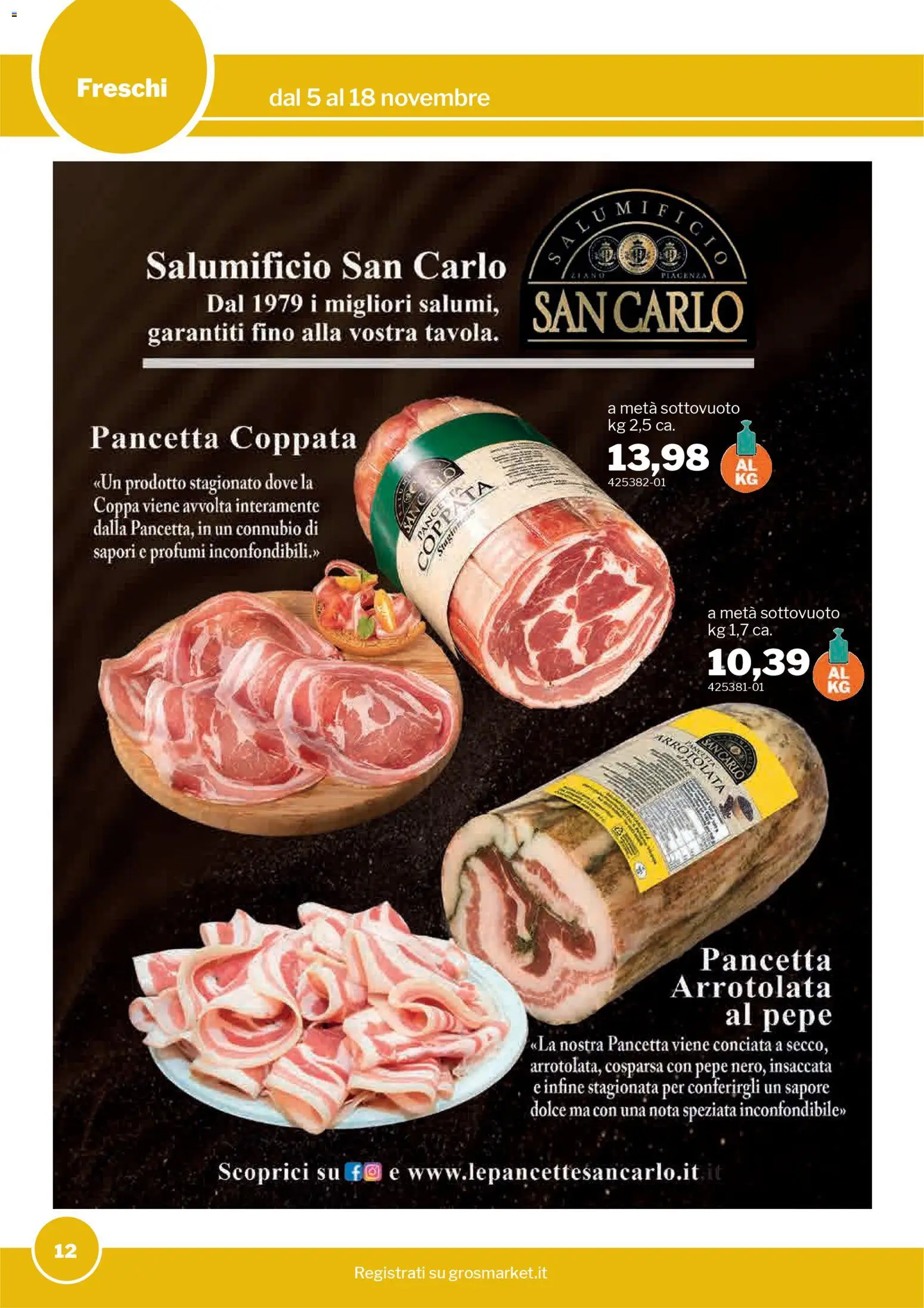 Volantino Sogegross del 05.11.2025 | Pagina: 12 | Prodotti: Pancetta, Pepe