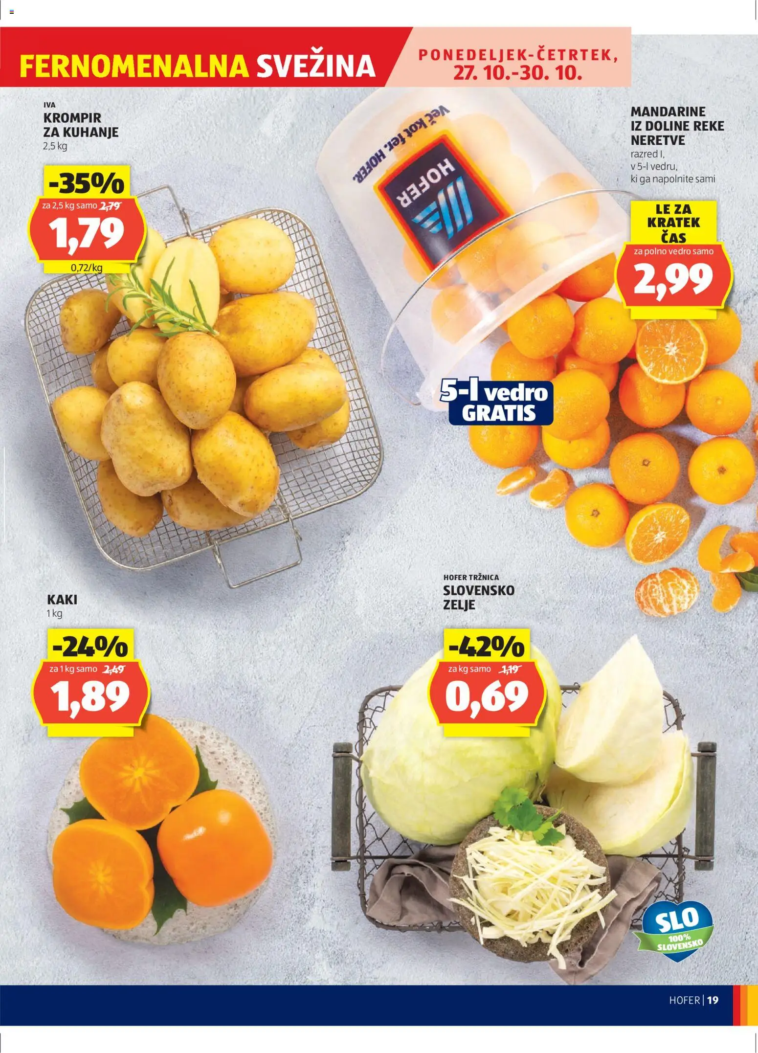 Novi Hofer katalog ponudbe – veljaven od 23.10.2025 | Stran: 19 | Izdelki: Kaki, Mandarine, Vedro, Krompir