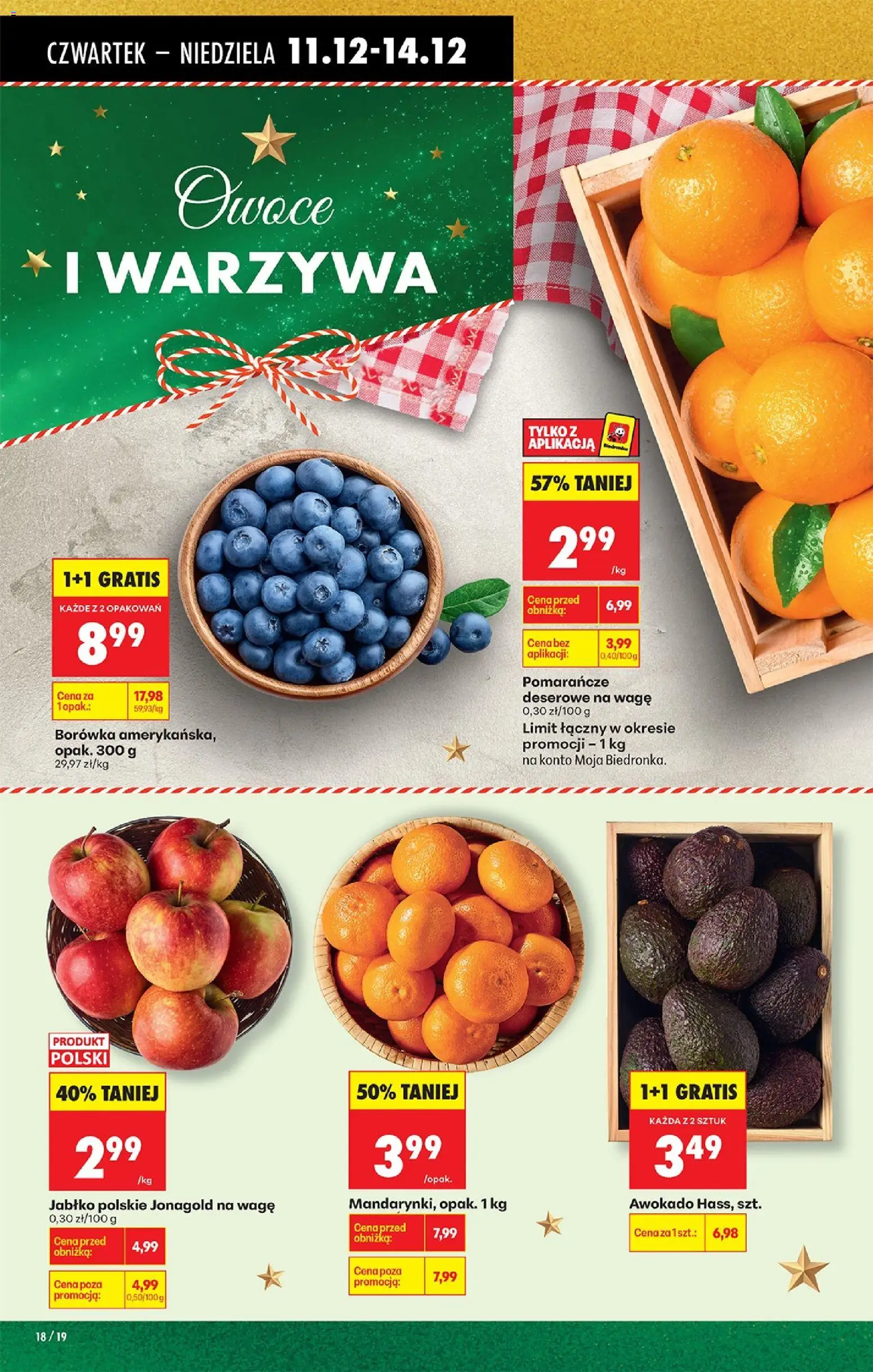 Biedronka gazetka - Oferta w tym tygodniu od 11.12.2025 | Strona: 20 | Produkty: Pomarańcze, Mandarynki, Awokado, Warzywa
