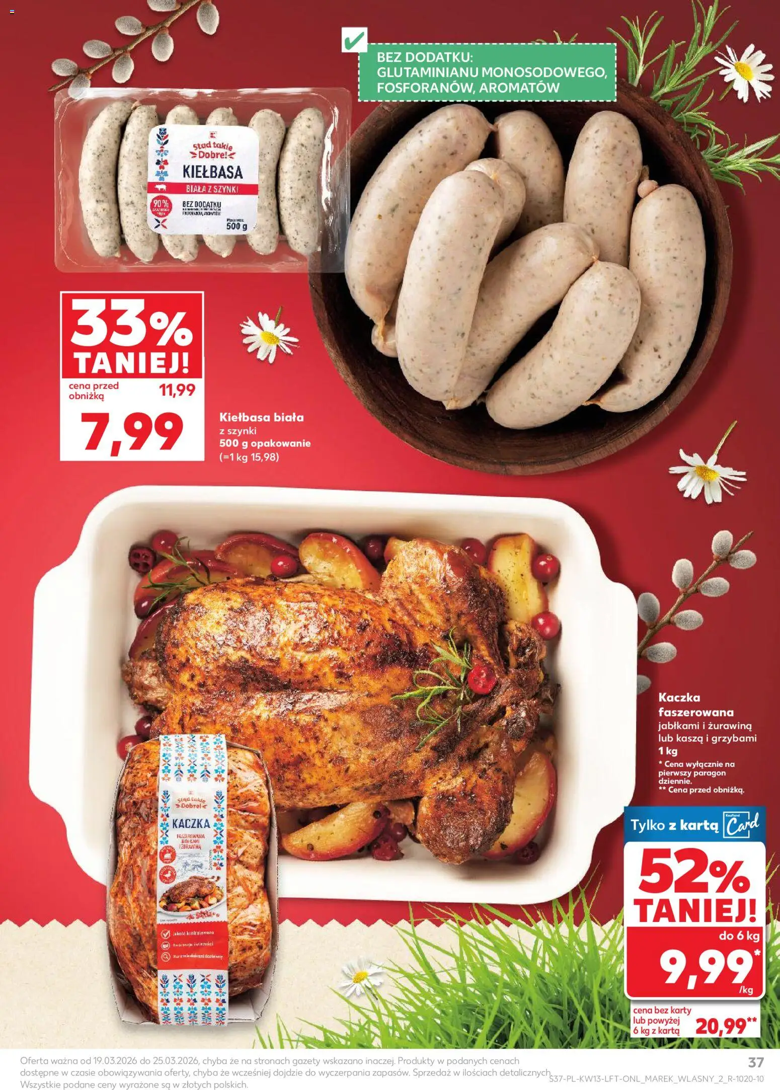 Kaufland gazetka od 26.03.2026 | Strona: 37 | Produkty: Kiełbasa, Karta, Kasza, Kiełbasa biała z szynki