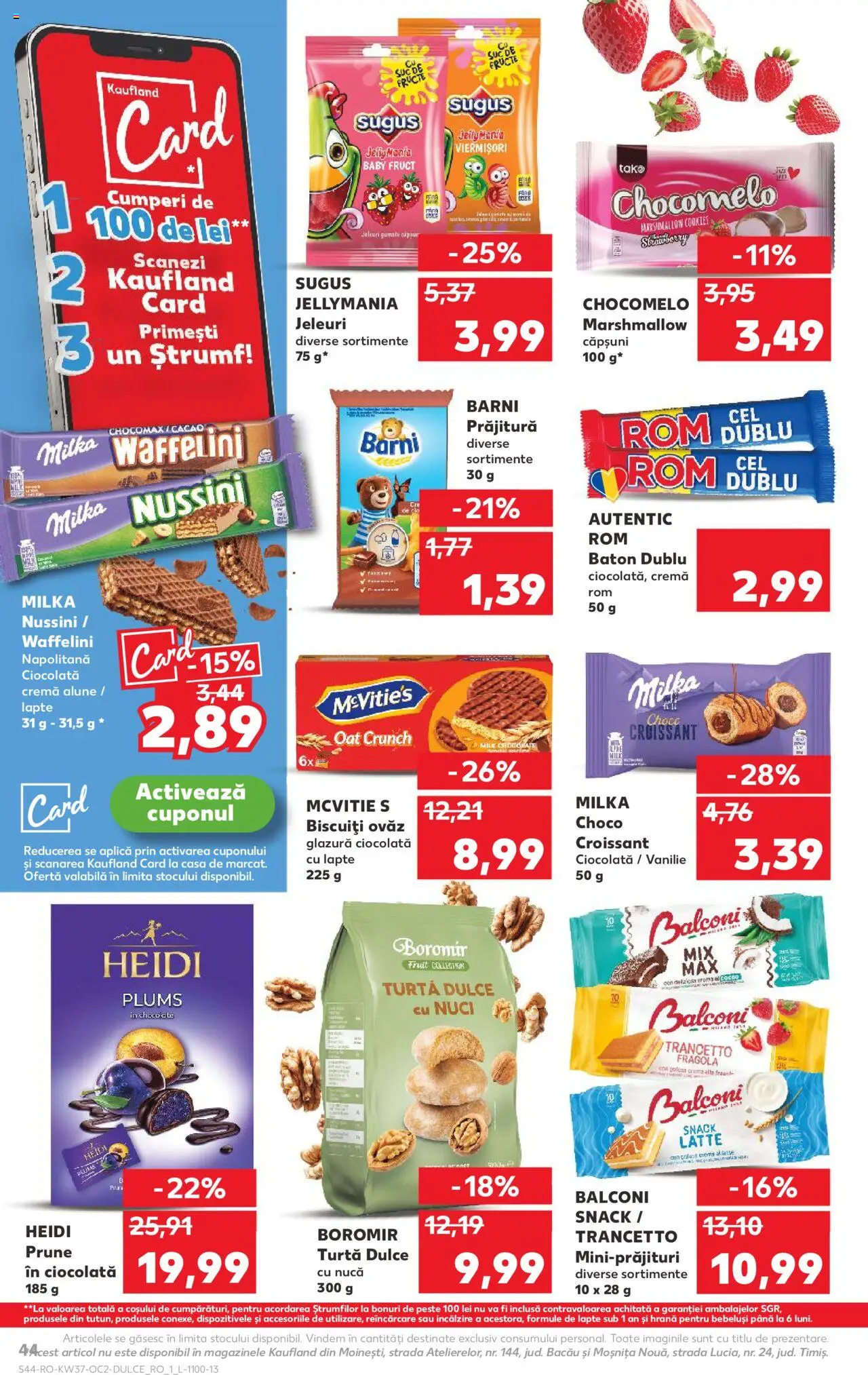 Kaufland RO akciós ujság - amely érvényes a következő dátumtól: 10.09.2025 | Oldal: 44 | Termékek: Croissant, Waffelini