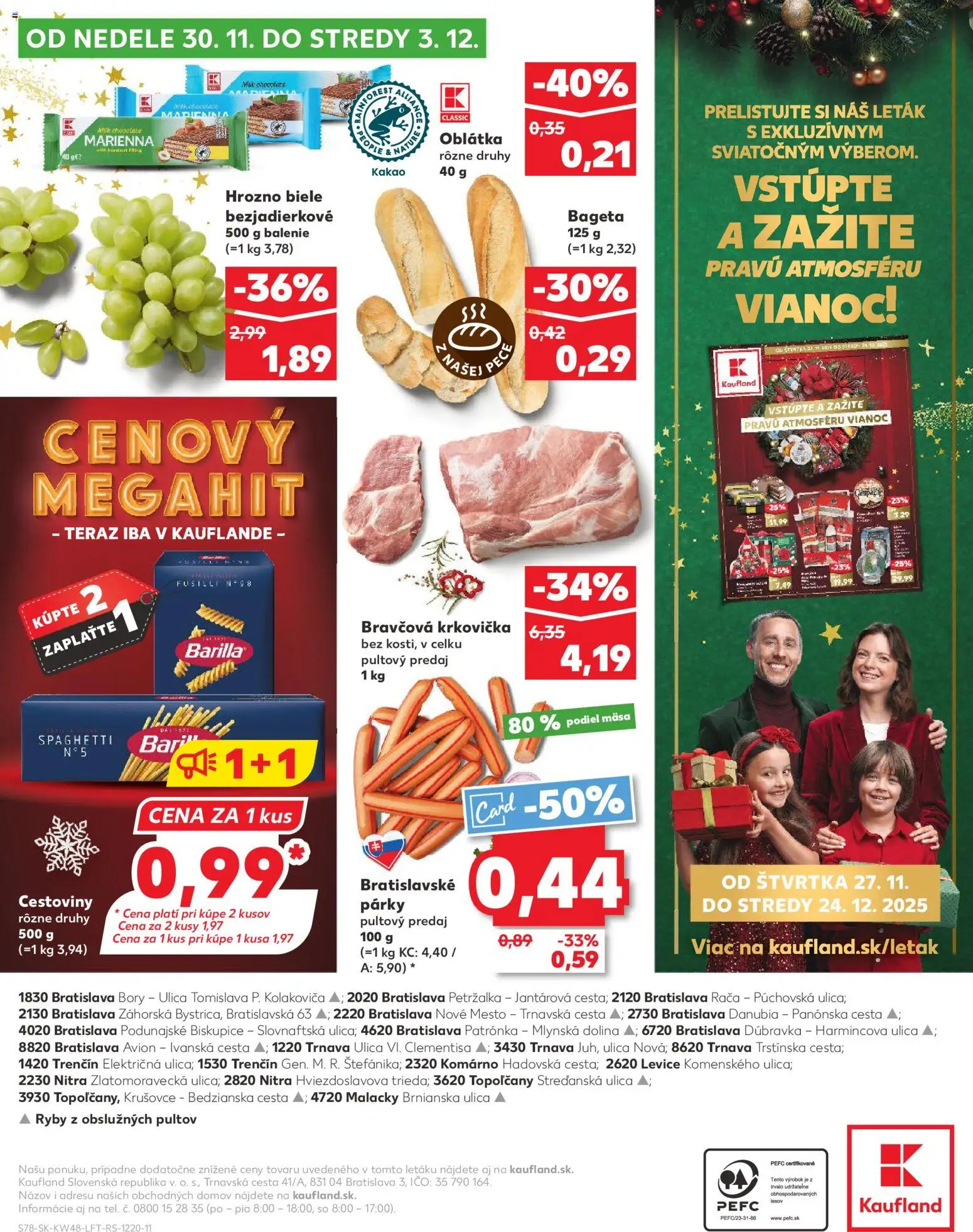 Nové Kaufland akcie – leták je platný od 27.11.2025 | Strana: 78 | Produkty: Cestoviny, Bravčová krkovička, Krkovička, Párky