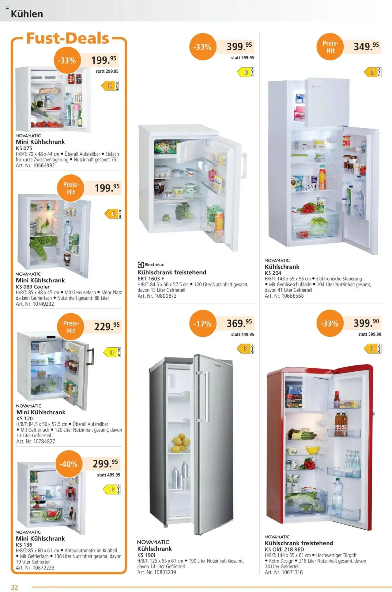 Fust Aktionen ab 23.06.2025 | Seite: 32 | Produkte: Kühlschrank