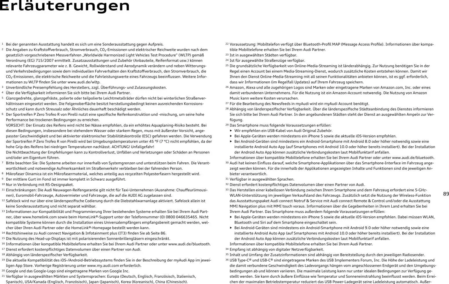 Audi RS 3 Sportback / RS 3 Limousine – gültig ab 28.10.2025 | Seite: 89 | Produkte: Smartphones, Iphone, Wasser, Smartphone