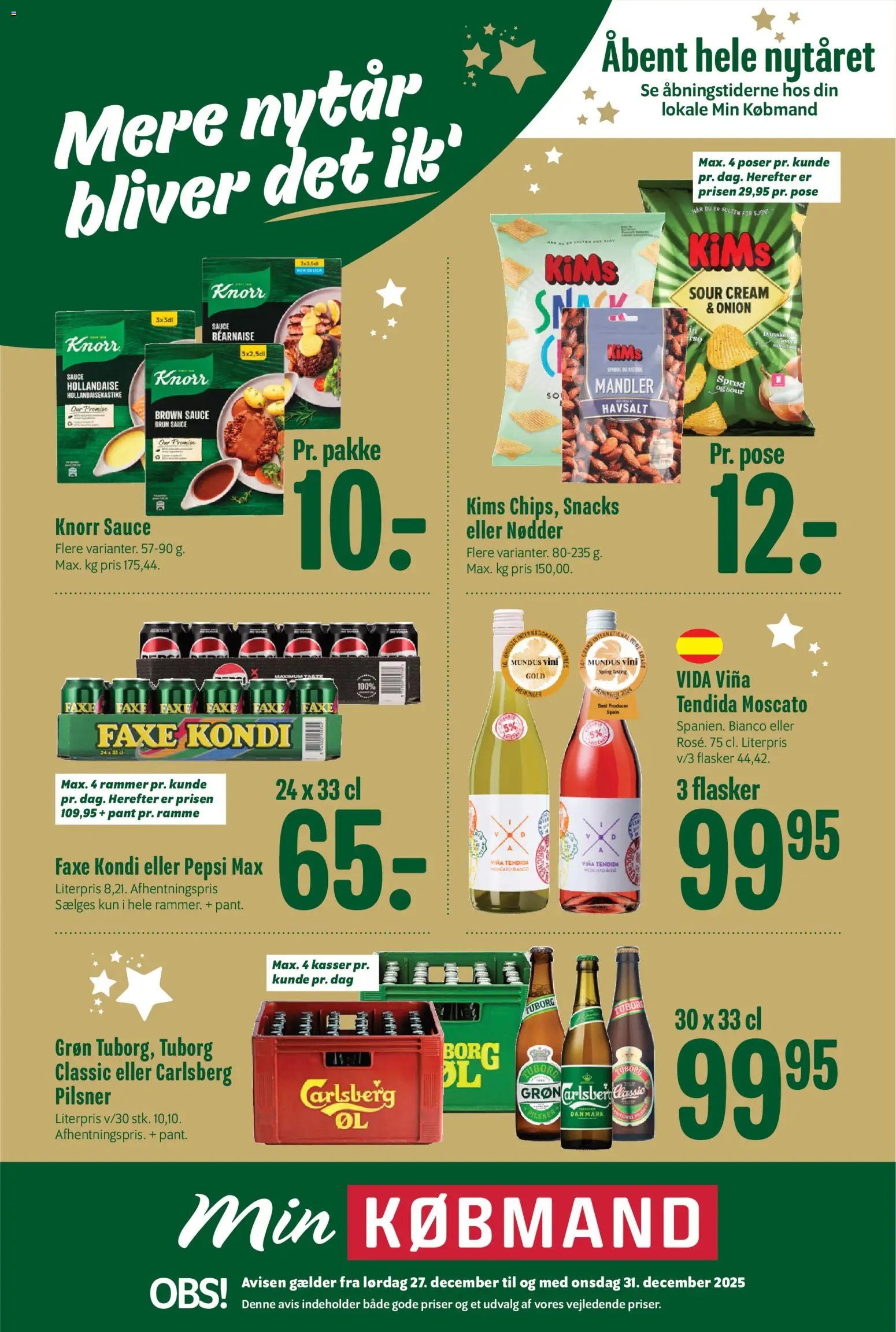 Min Købmand tilbudsavis – gyldig fra 27.12.2025 | Side: 1 | Produkter: Rammer, Faxe Kondi, Pepsi, Pepsi Max