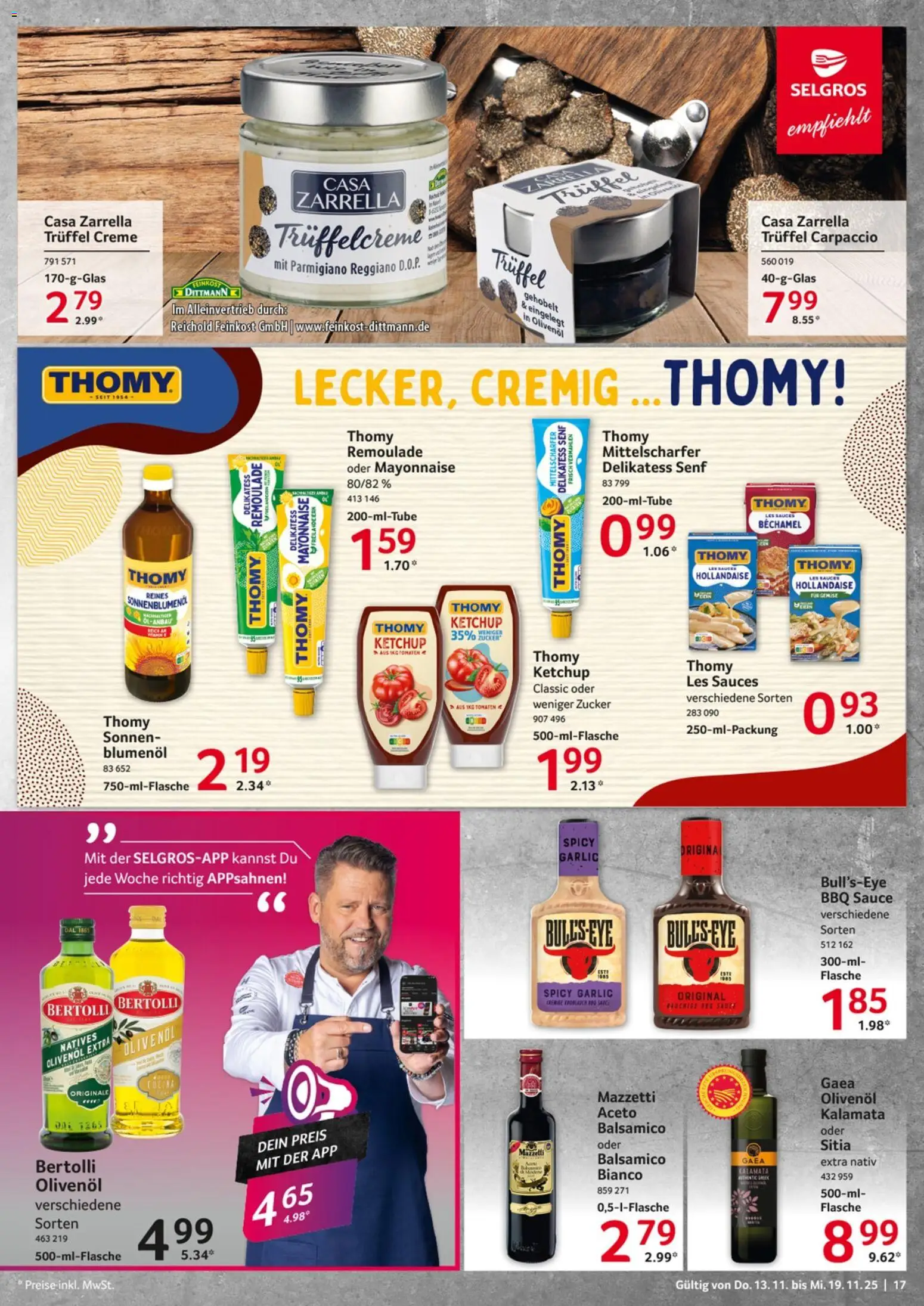 Selgros Prospekt 	 – gültig ab 13.11.2025 | Seite: 17 | Produkte: Sonnenblumenol, Tomaten, Mayonnaise, Zucker
