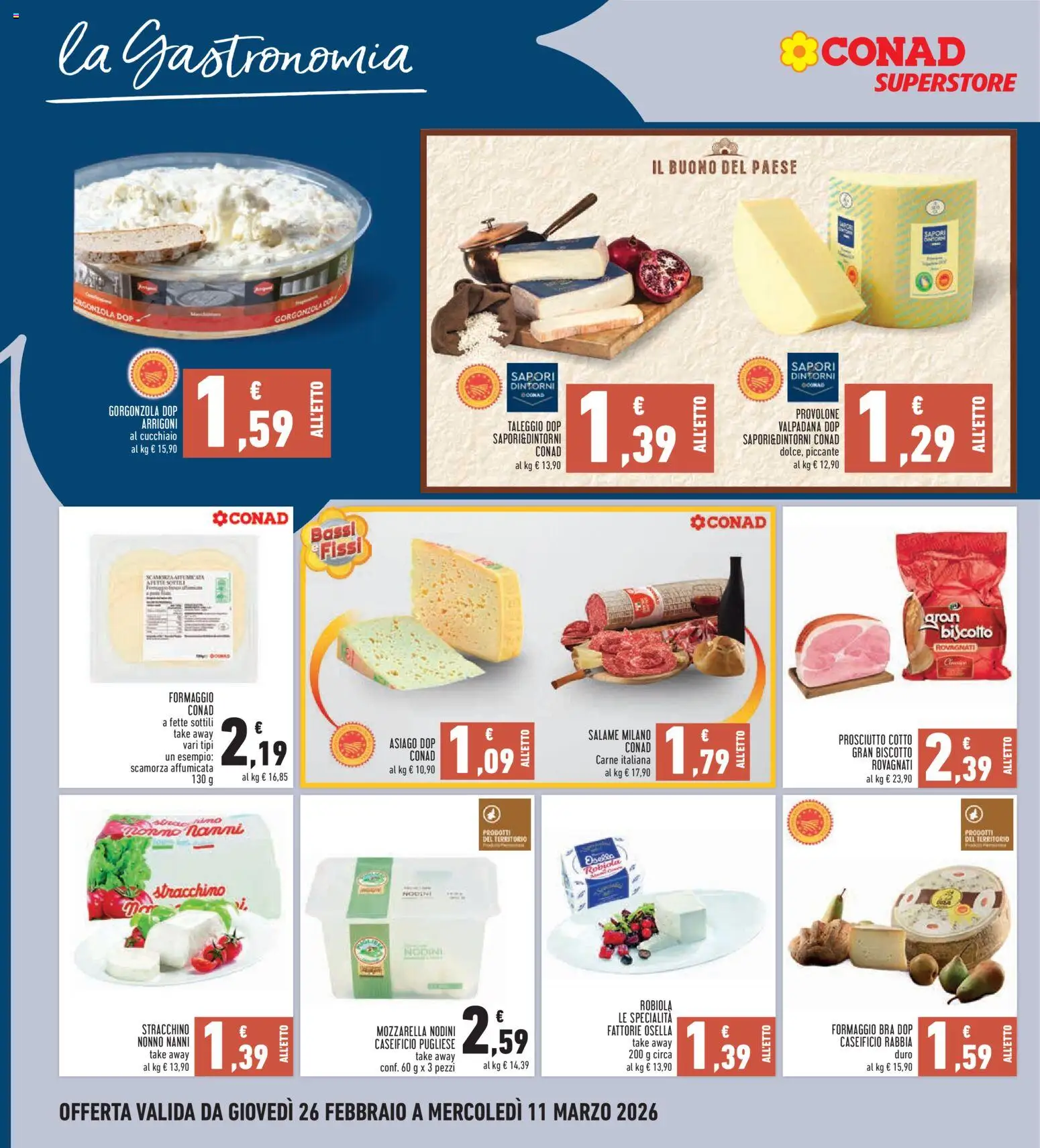Volantino Conad del 26.02.2026 | Pagina: 10 | Prodotti: Salame, Prosciutto, Tonno, Stracchino