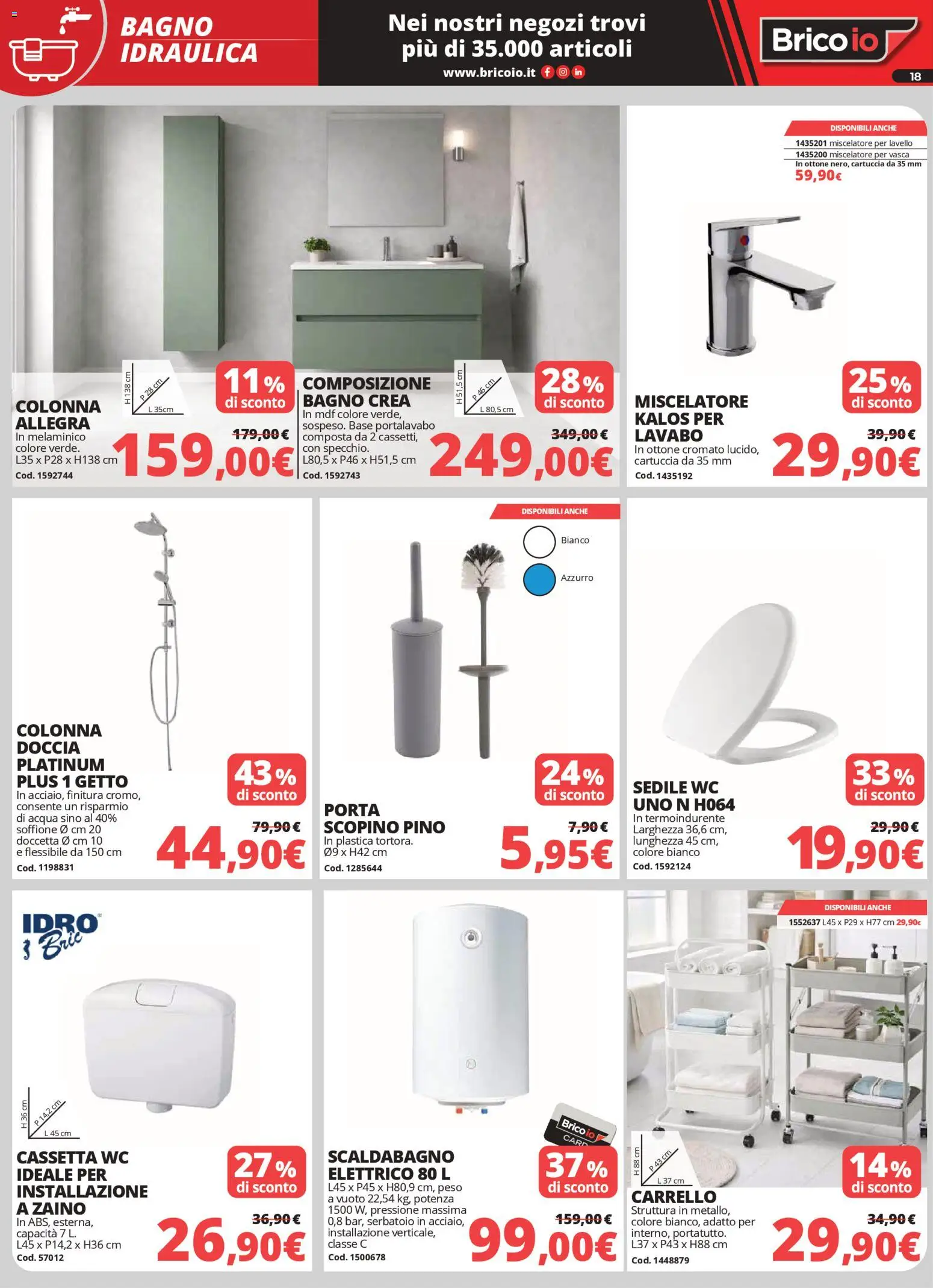 Volantino Brico io del 02.04.2026 | Pagina: 18 | Prodotti: Lavello, Carrello, Bagno, Doccia