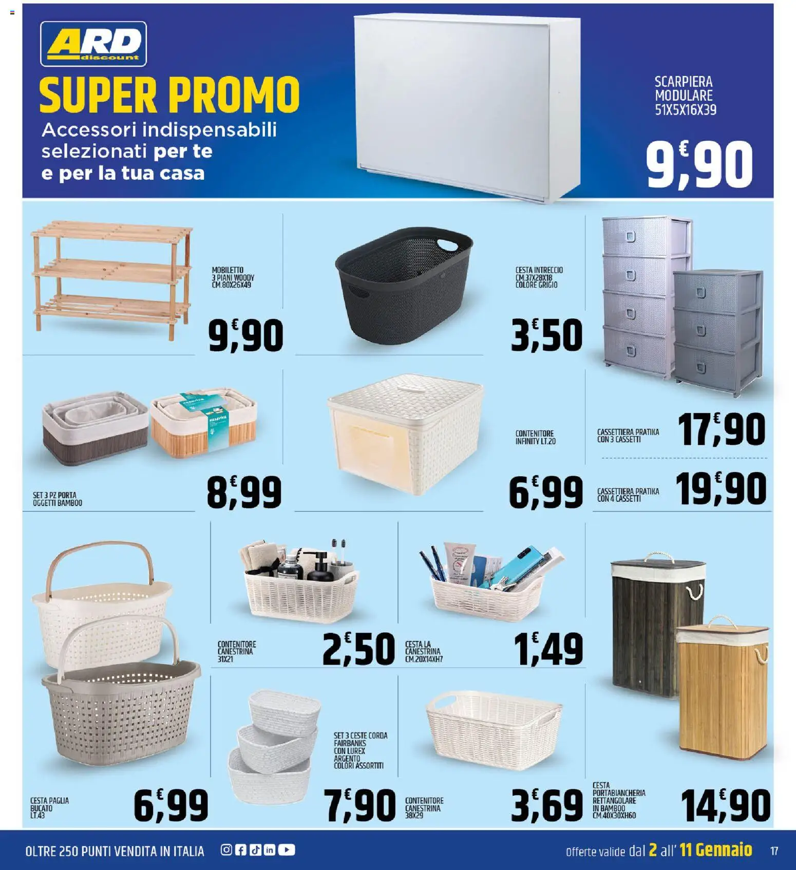 Volantino ARD Discount del 02.01.2026 | Pagina: 17 | Prodotti: Tè, Contenitore, Scarpiera, Cassettiera