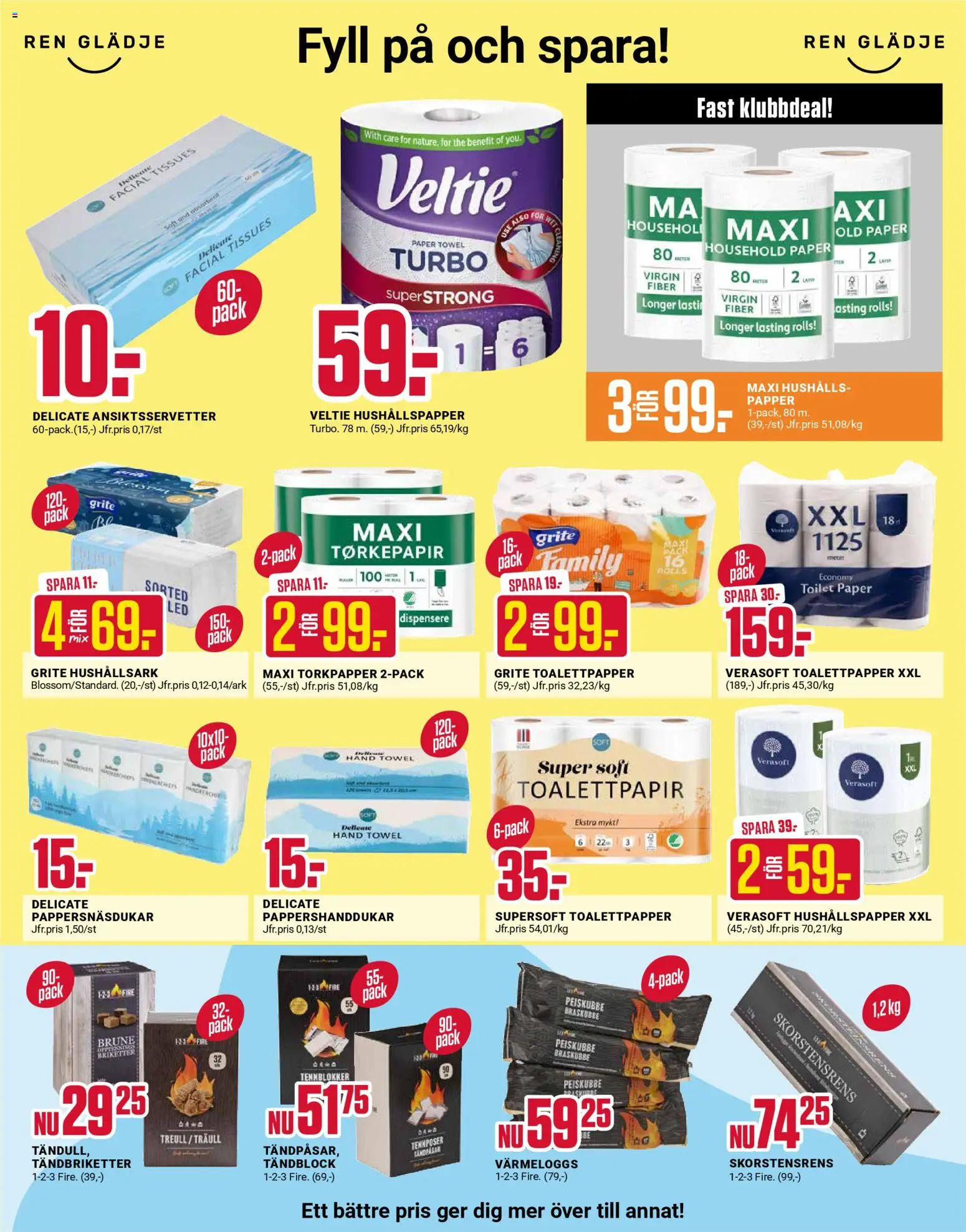 ÖoB reklamblad aktuell från 09.03.2026 | Sida: 3 | Produkter: Briketter, Toalettpapper, Hushållspapper, Papper