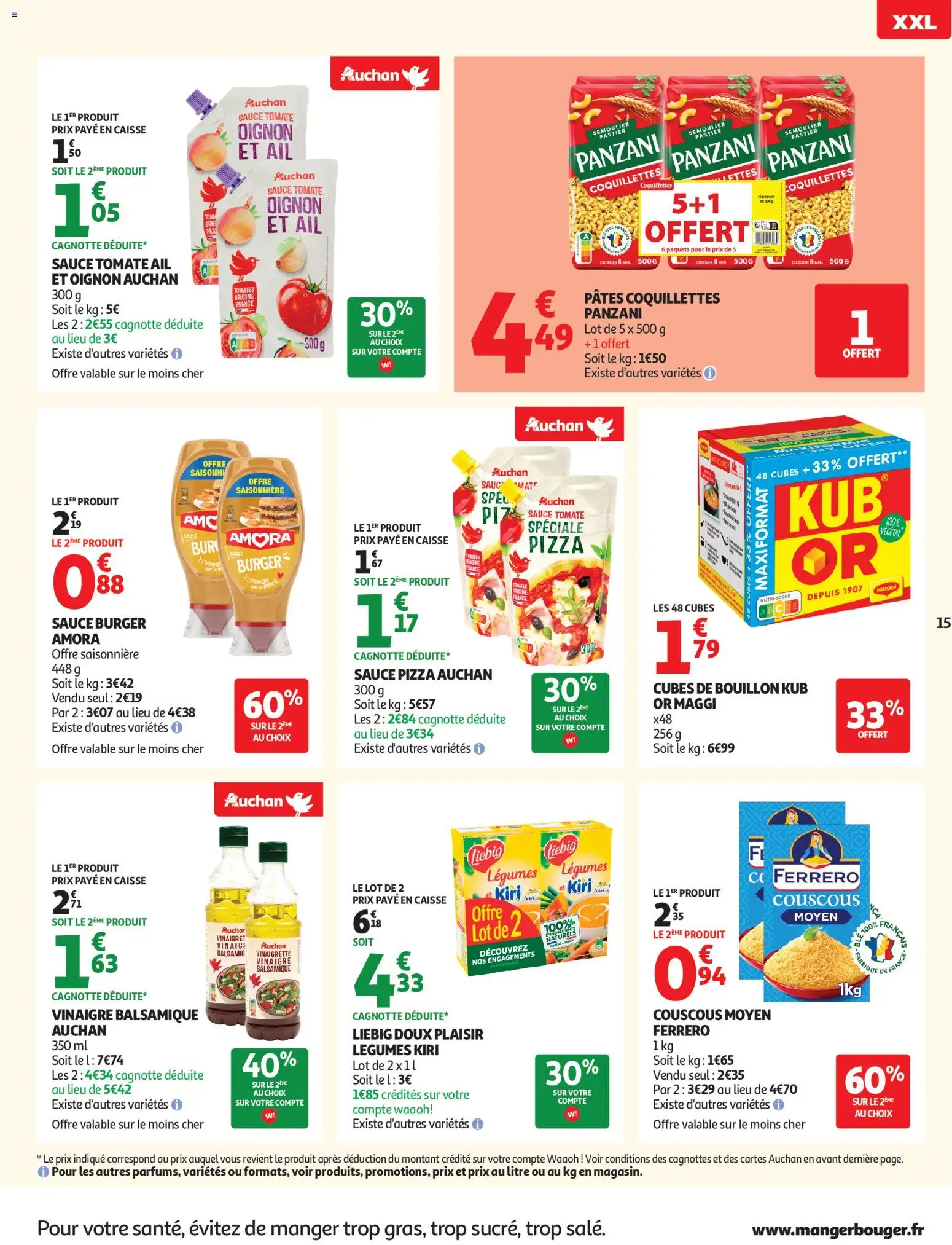 {H1} | Page: 15 | Produits: Vinaigre, Pizza, Coquillettes, Pâtes