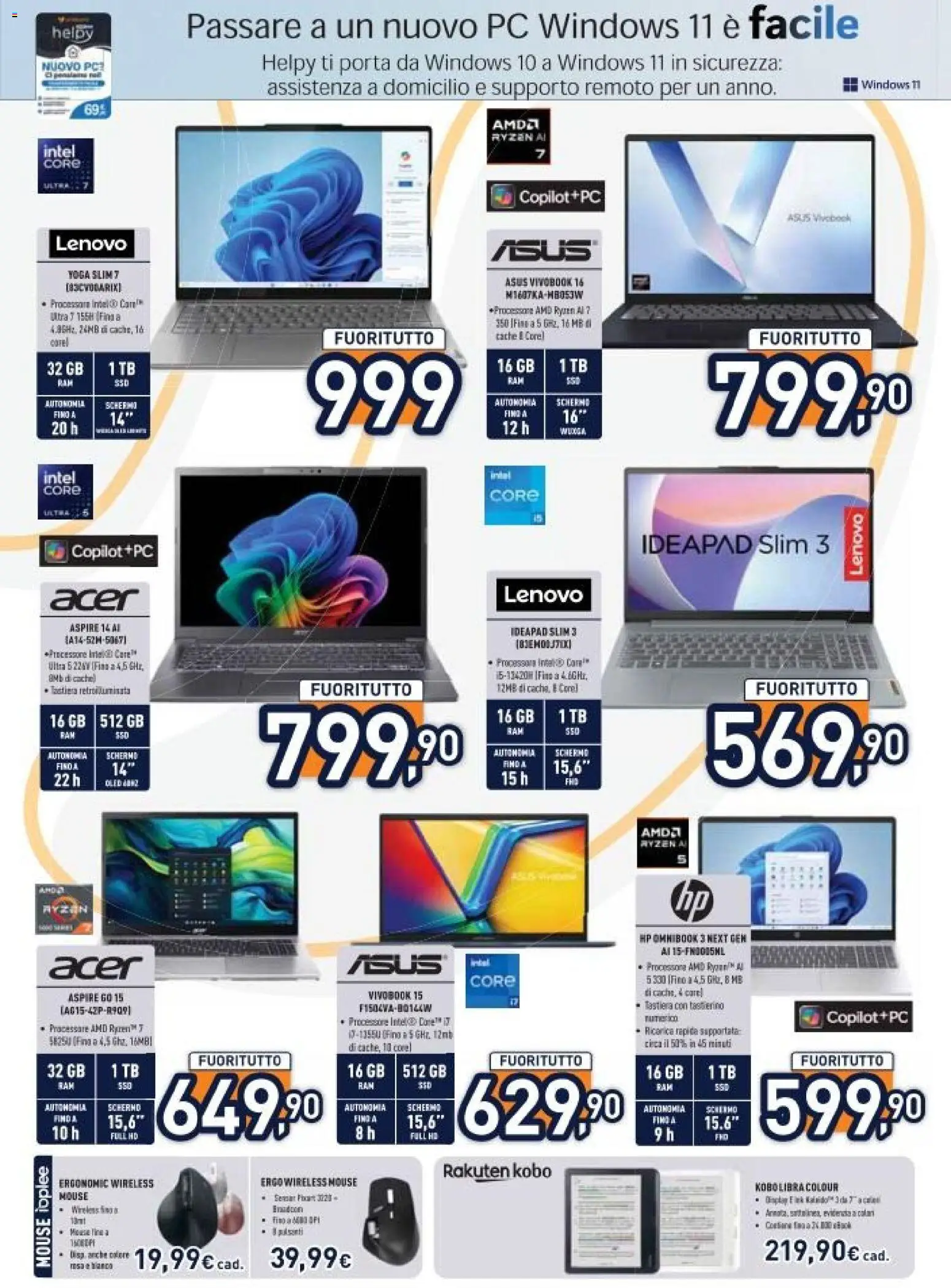 Volantino Unieuro del 16.01.2026 | Pagina: 12 | Prodotti: Schermo, PC, Mouse, Tastiera