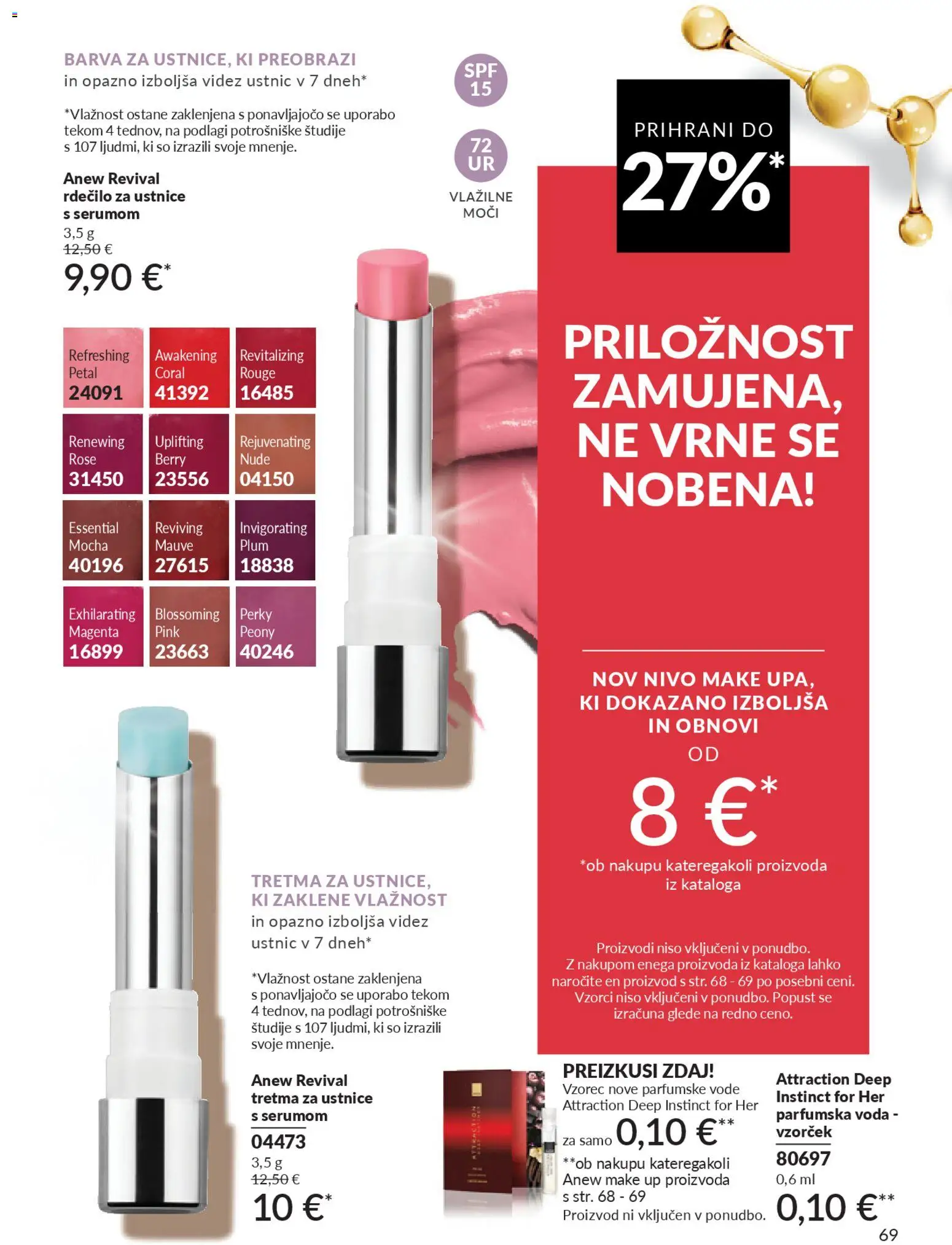 Novi Avon katalog ponudbe – veljaven od 29.12.2025 | Stran: 69 | Izdelki: Rdecilo za ustnice, Barva, Voda, Parfumska voda