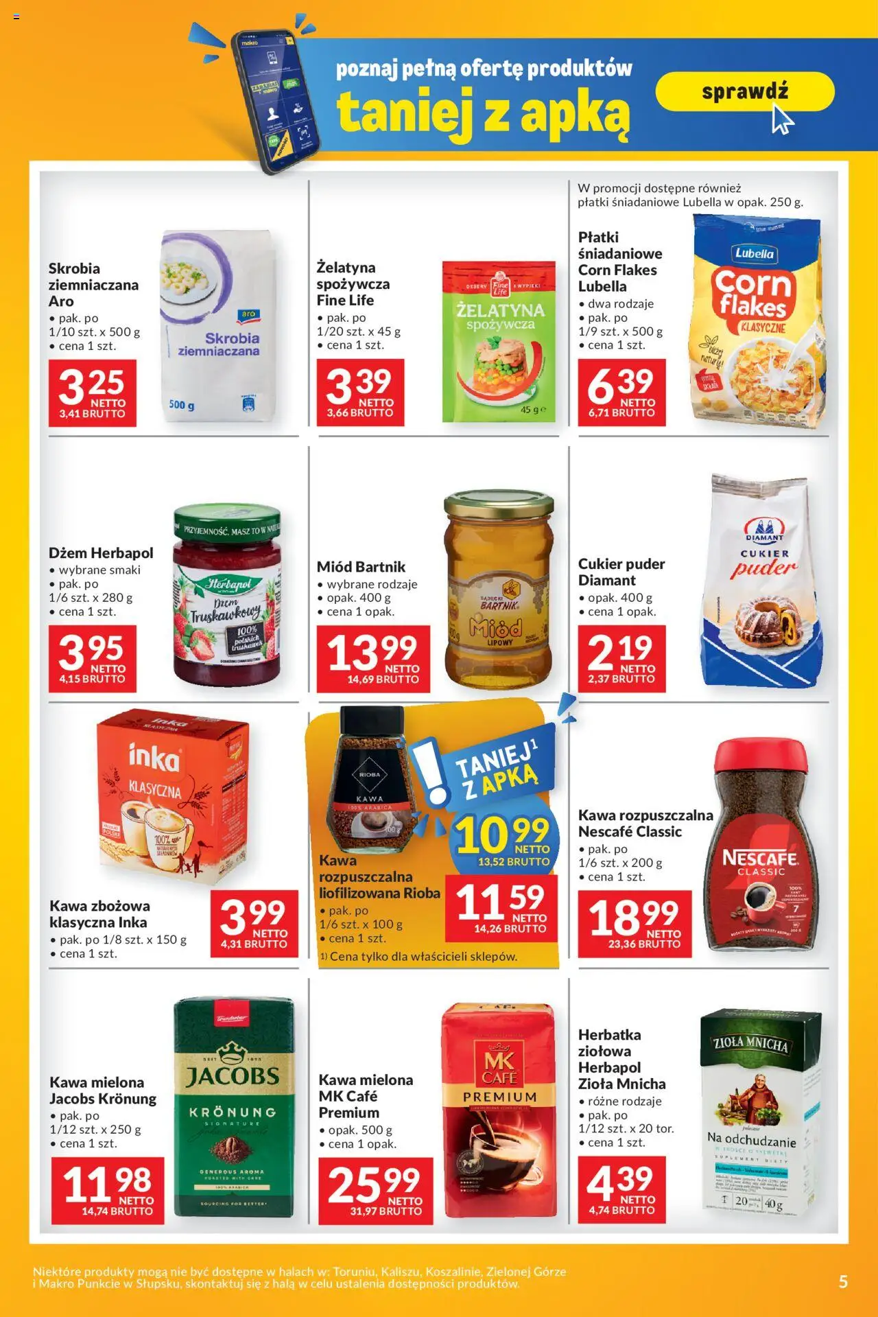 Makro Gazetka - Mega oferty dla Twojego Sklepu od 27.05.2025 | Strona: 5 | Produkty: Miód, Cukier puder, Żelatyna, Płatki