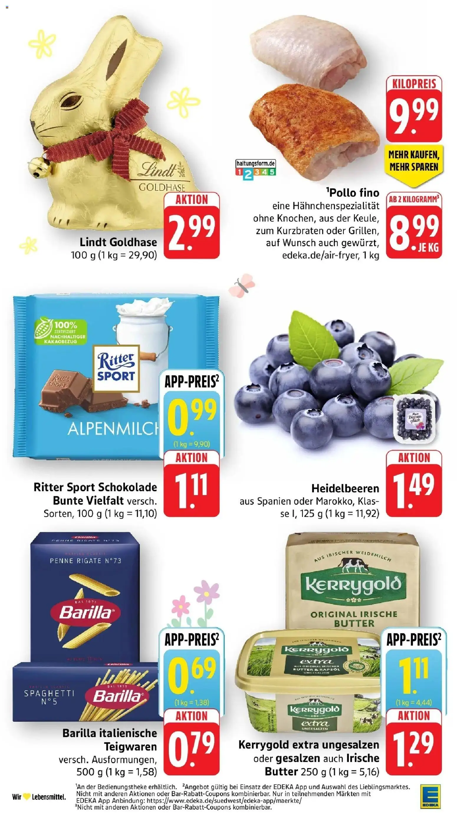 E center Prospekt Worms	 – gültig ab 23.03.2026 | Seite: 2 | Produkte: Barilla, Rapsöl, Ritter sport, Heidelbeeren