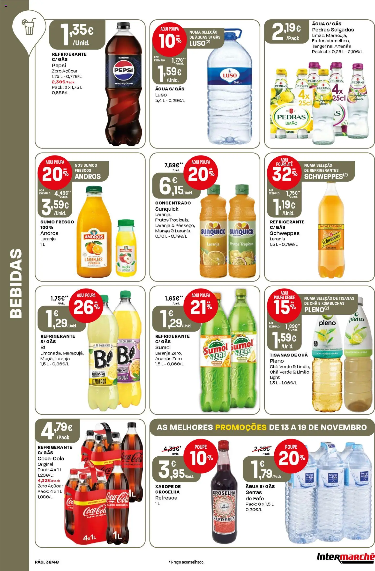 Intermarché folheto │ válido de 13.11.2025 | Página: 38 | Produtos: Sumo, Maçãs, Chá, Xarope