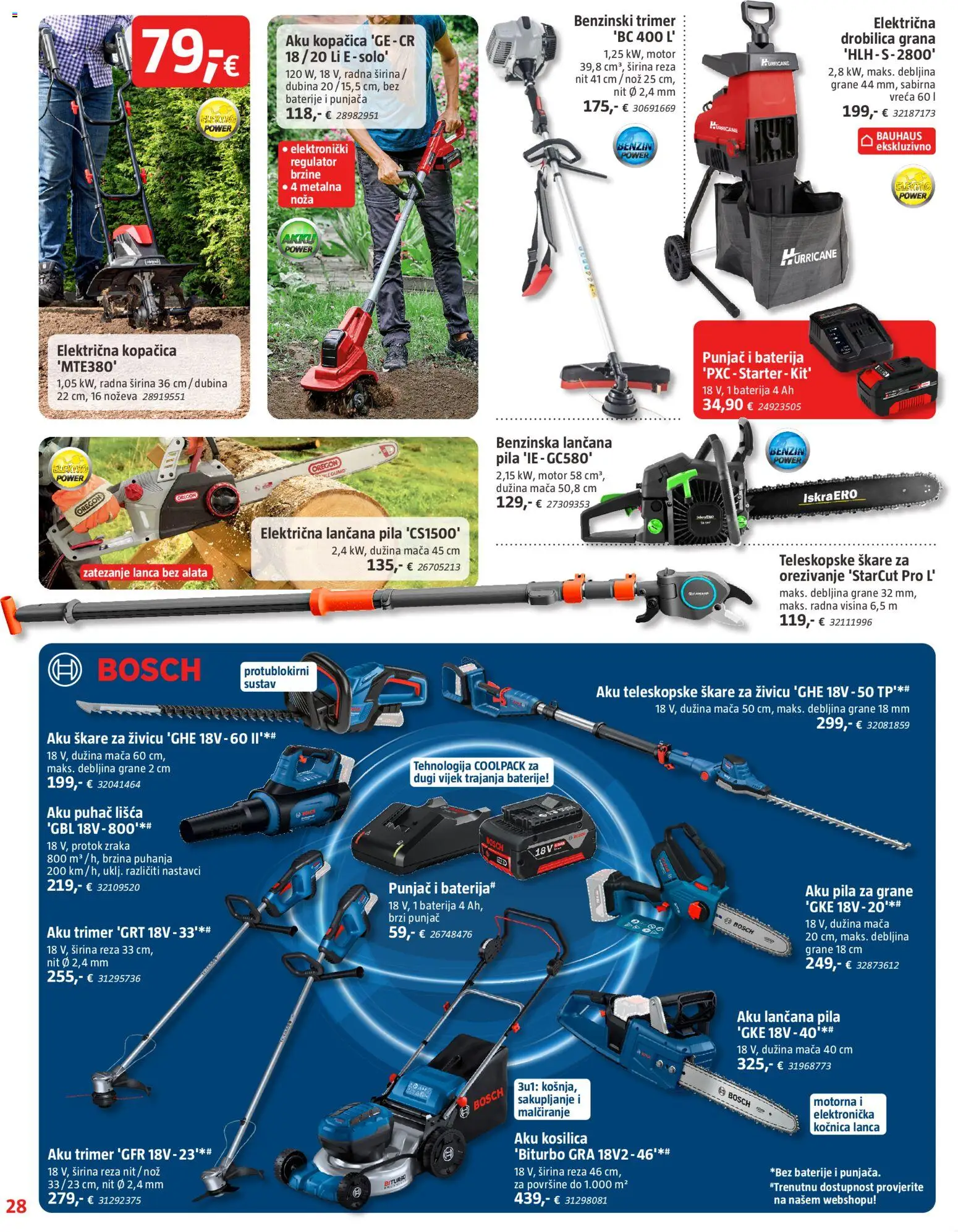 Bauhaus katalog | vrijedi od 29.01.2026 | Stranica: 28 | Proizvodi: Baterija, Aku trimer, Nož, Baterije