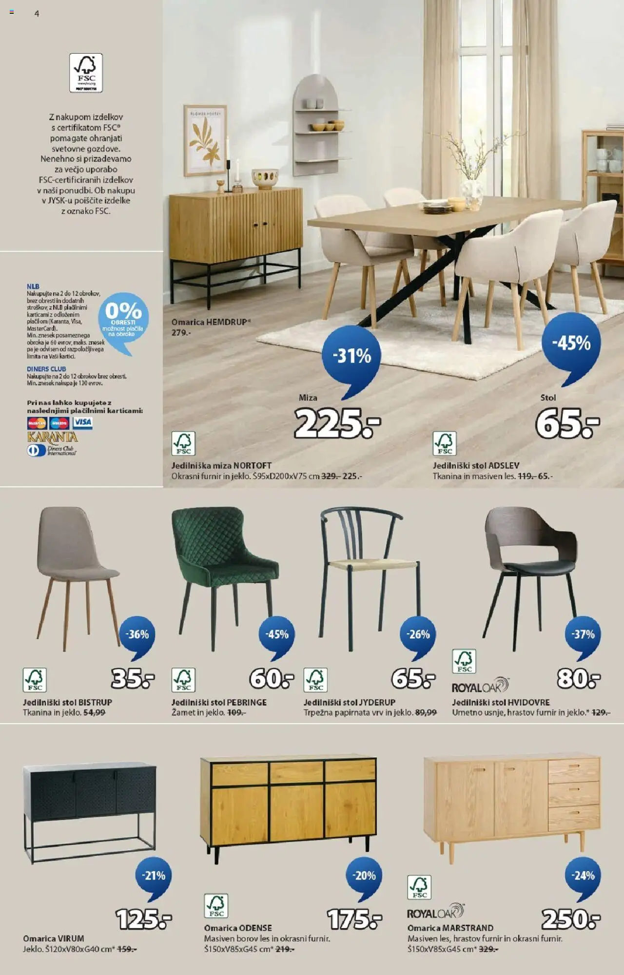 Novi JYSK katalog ponudbe – veljaven od 24.09.2025 | Stran: 4 | Izdelki: Furnir, Miza, Stol, Omarica