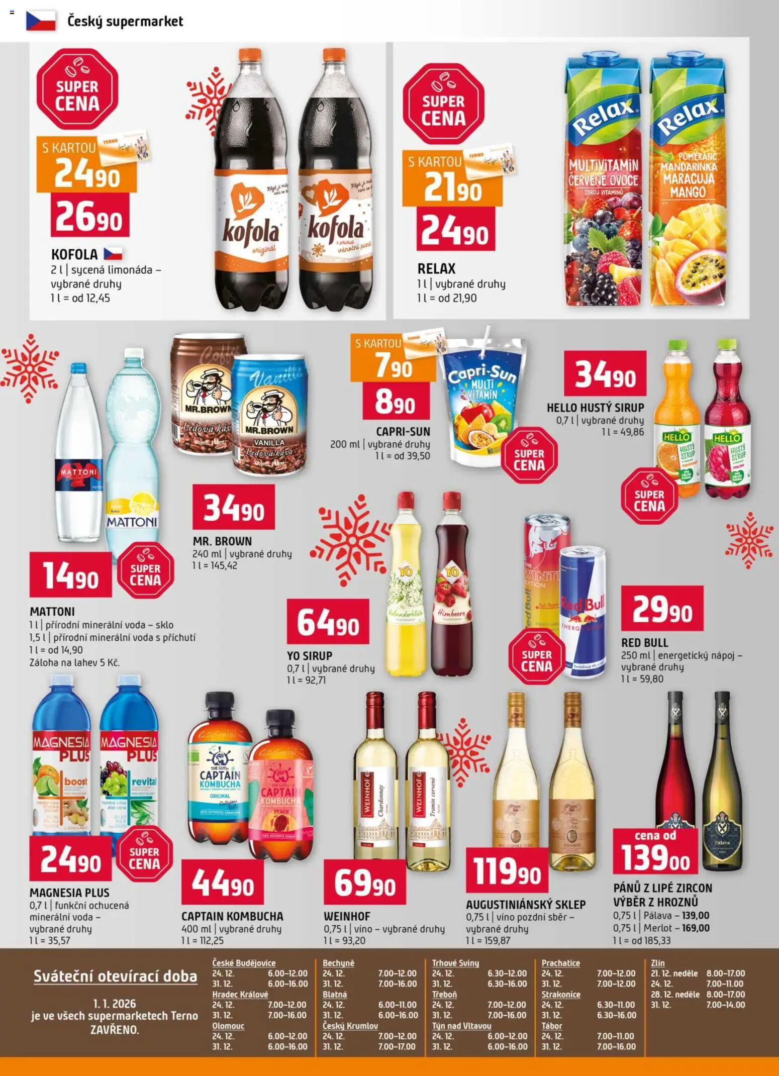 Terno leták - Prachatice  od 17.12.2025 | Strana: 12 | Produkty: Mattoni, Energetický nápoj, Yo sirup, Láhev