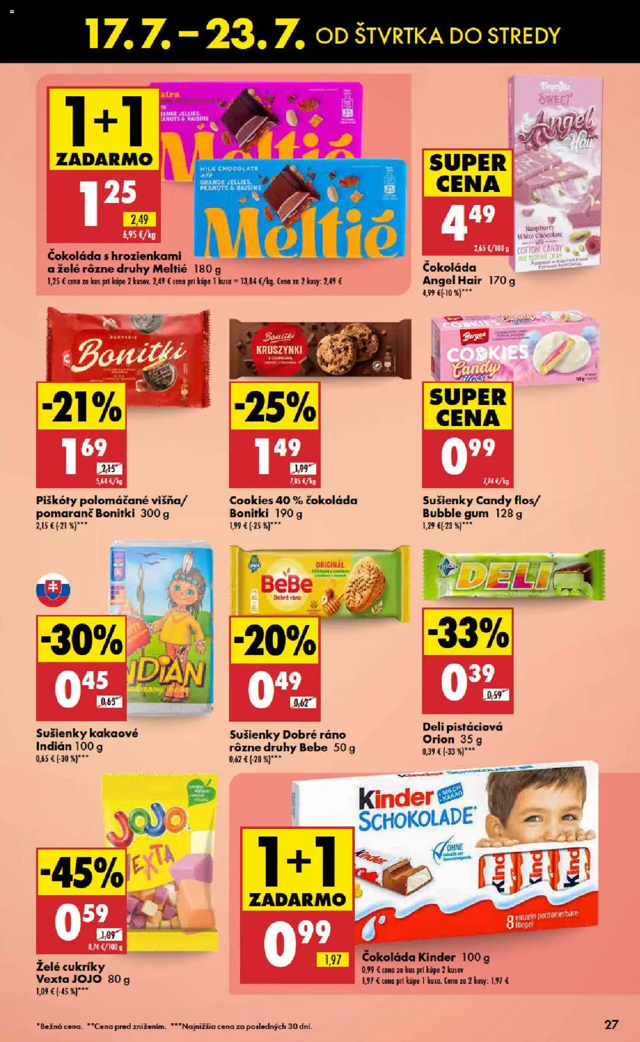 Biedronka leták │ platný od 17.07.2025 | Strana: 27 | Produkty: Kinder, Čokoláda, Cukríky