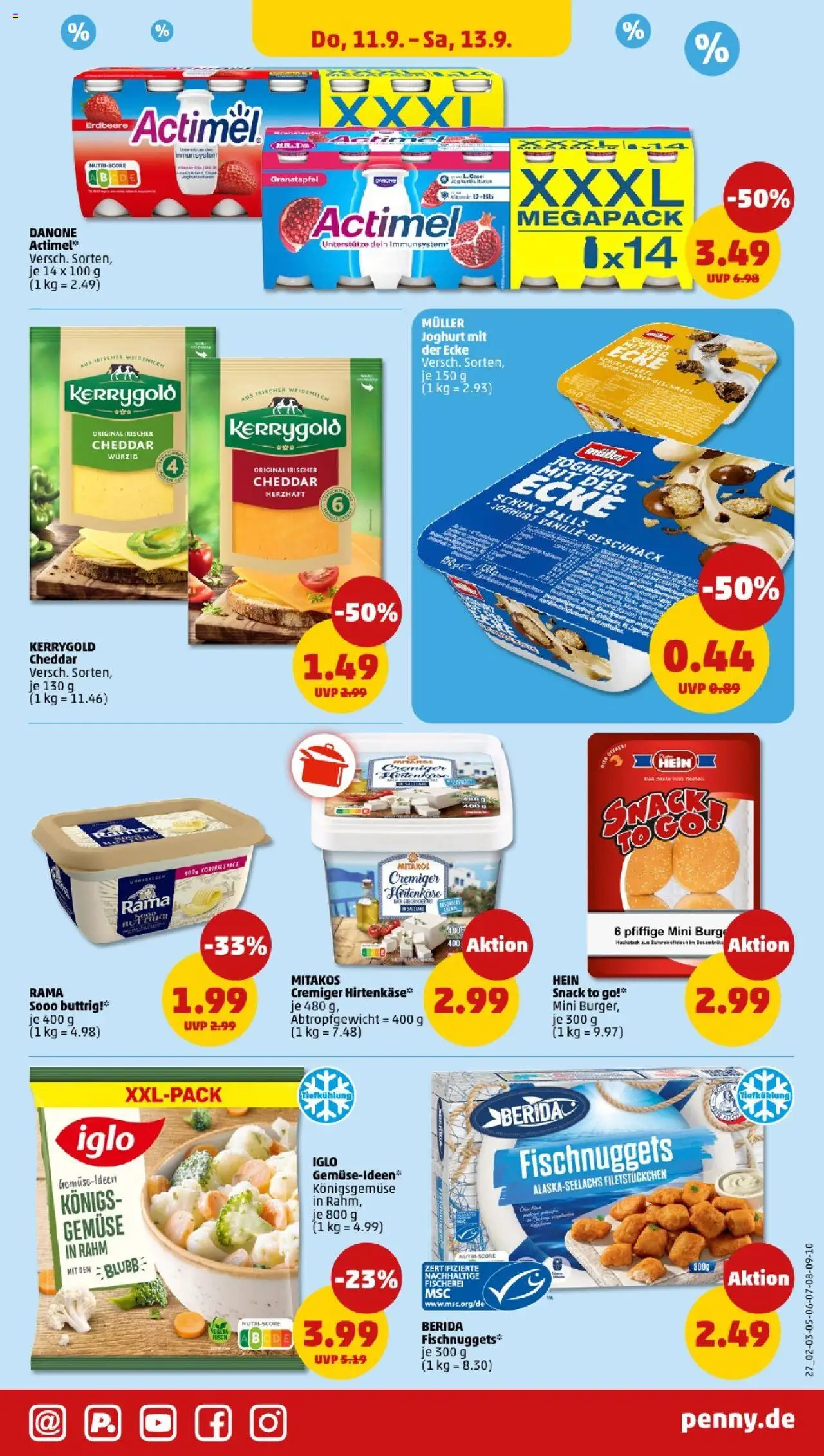 Penny Hamburg – gültig ab 08.09.2025 | Seite: 27 | Produkte: Actimel, Granatapfel, Rama, Joghurt