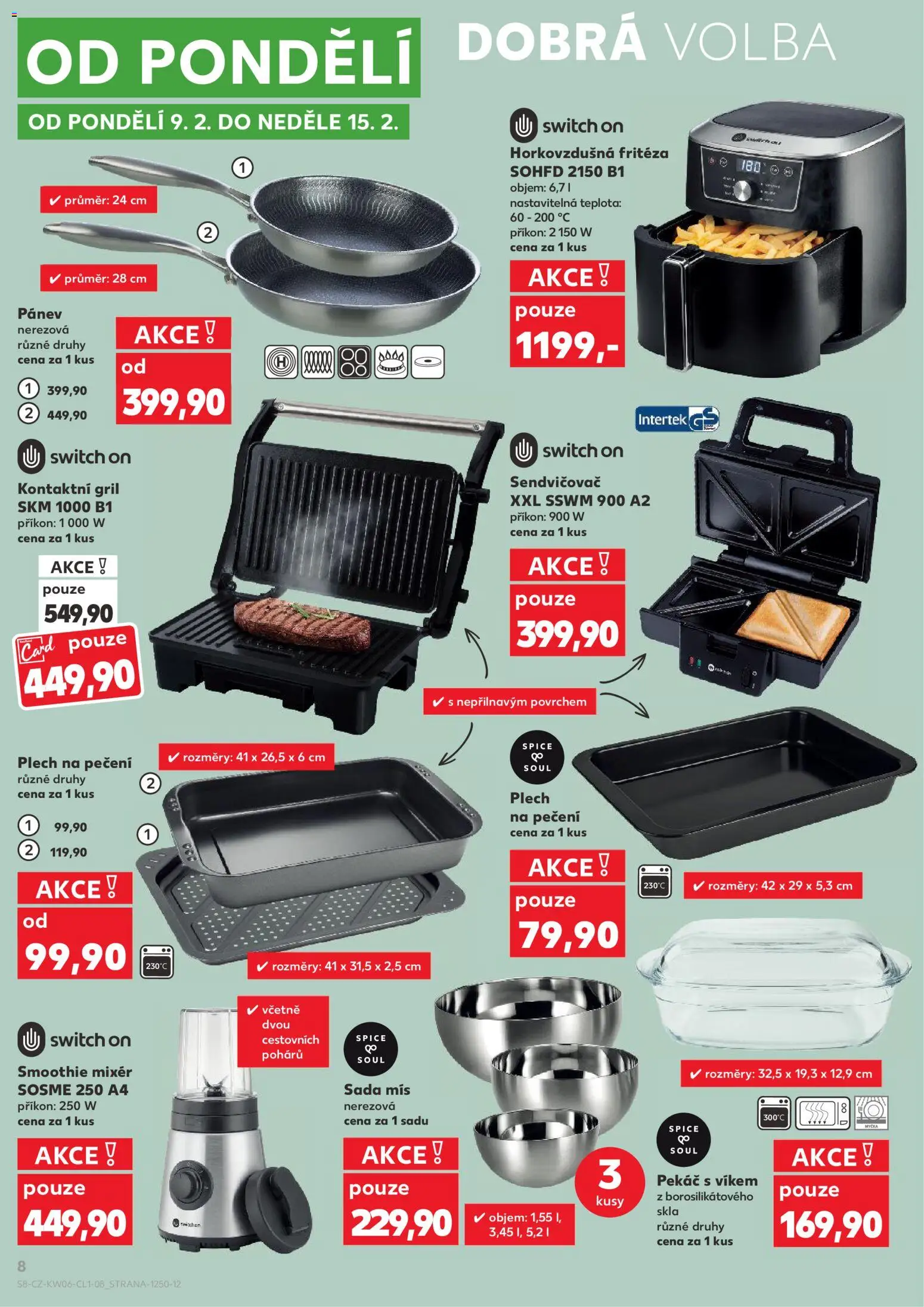 Kaufland leták - Brno od 04.02.2026 | Strana: 8 | Produkty: Kontaktní gril, Pekáč, Smoothie mixer, Mixér