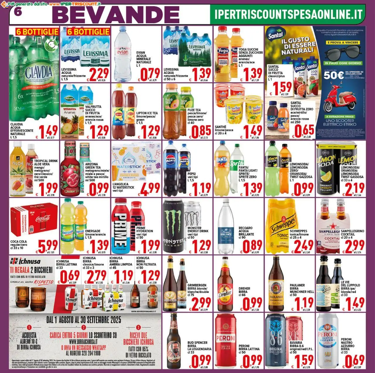 Volantino Ipertriscount del 06.08.2025 | Pagina: 6 | Prodotti: Birra, Limonata, Occhiali, Fanta