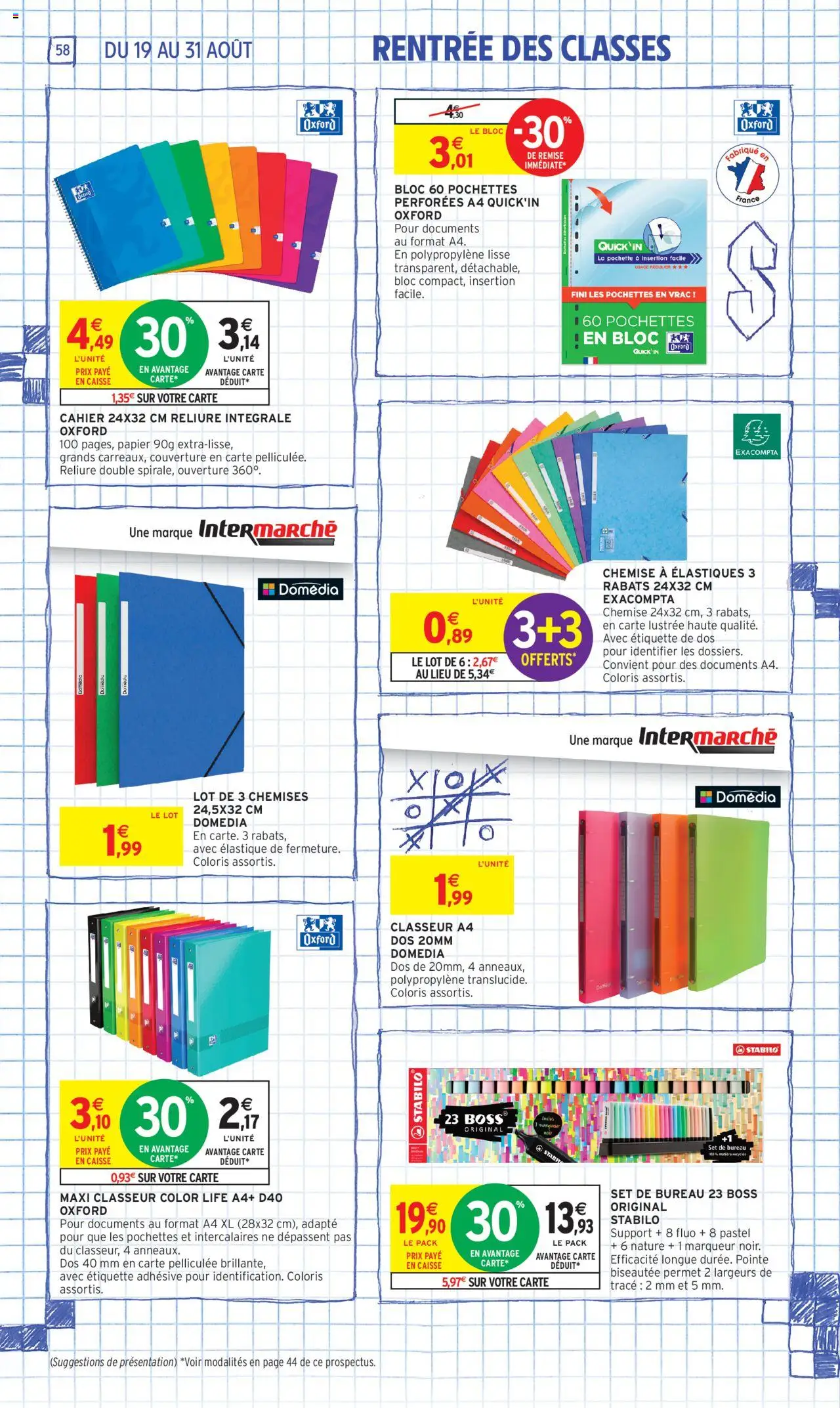  | Page: 58 | Produits: Highlighter, Notebook, Chemise, Élastiques