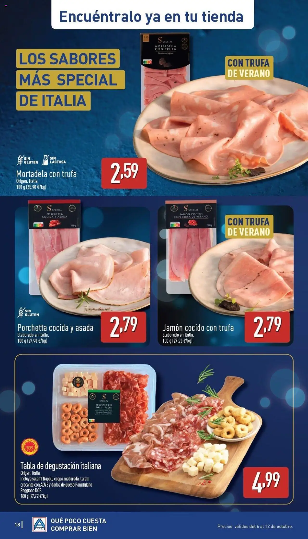 Aldi folleto Baleares │ válido desde el 06.10.2025 | Página: 18 | Productos: Queso, Jamón, Jamón cocido, Mortadela