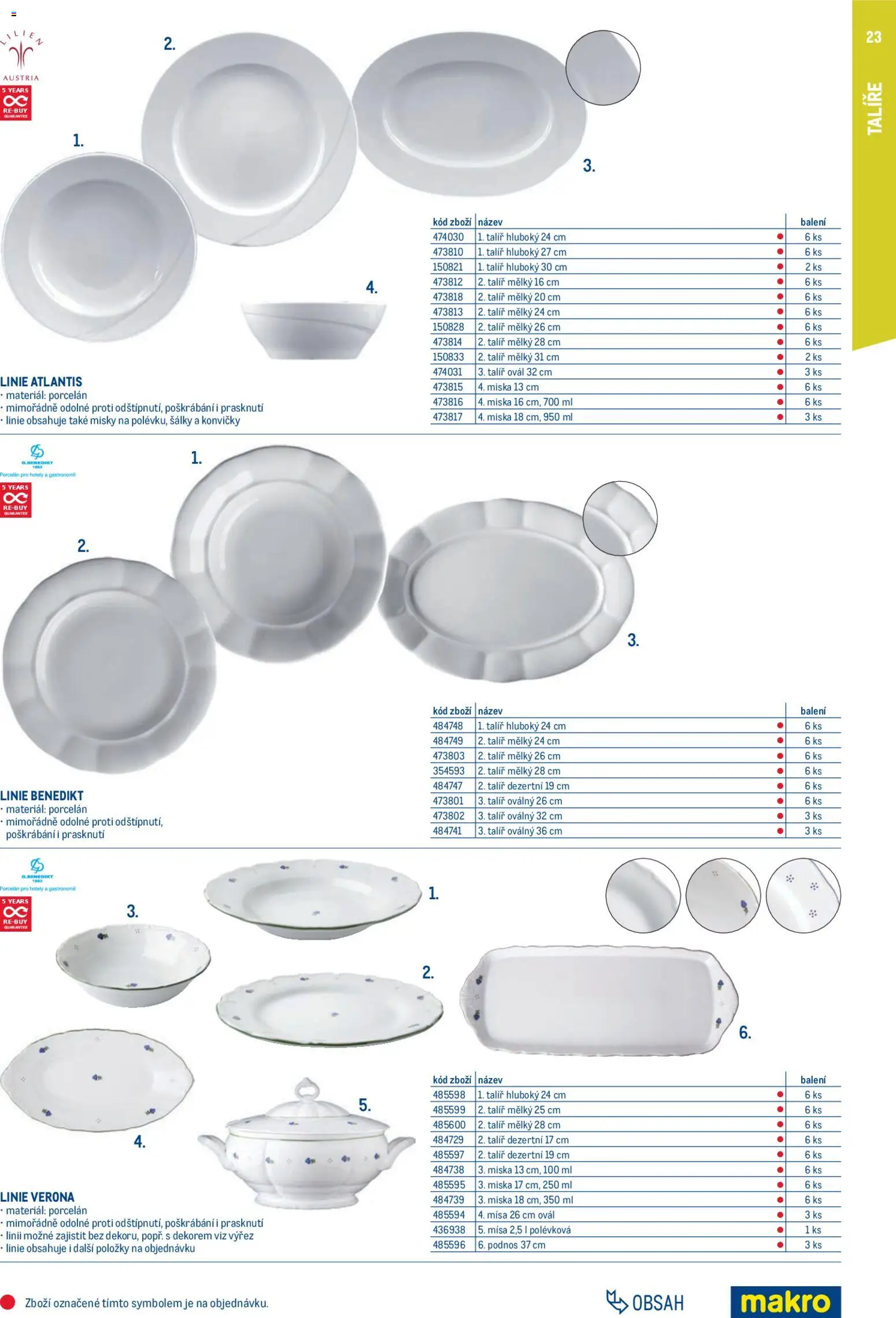 Makro leták - Gastro vybavení a zařízení od 01.02.2026 | Strana: 23 | Produkty: Talíře, Podnos, Miska, Talíř