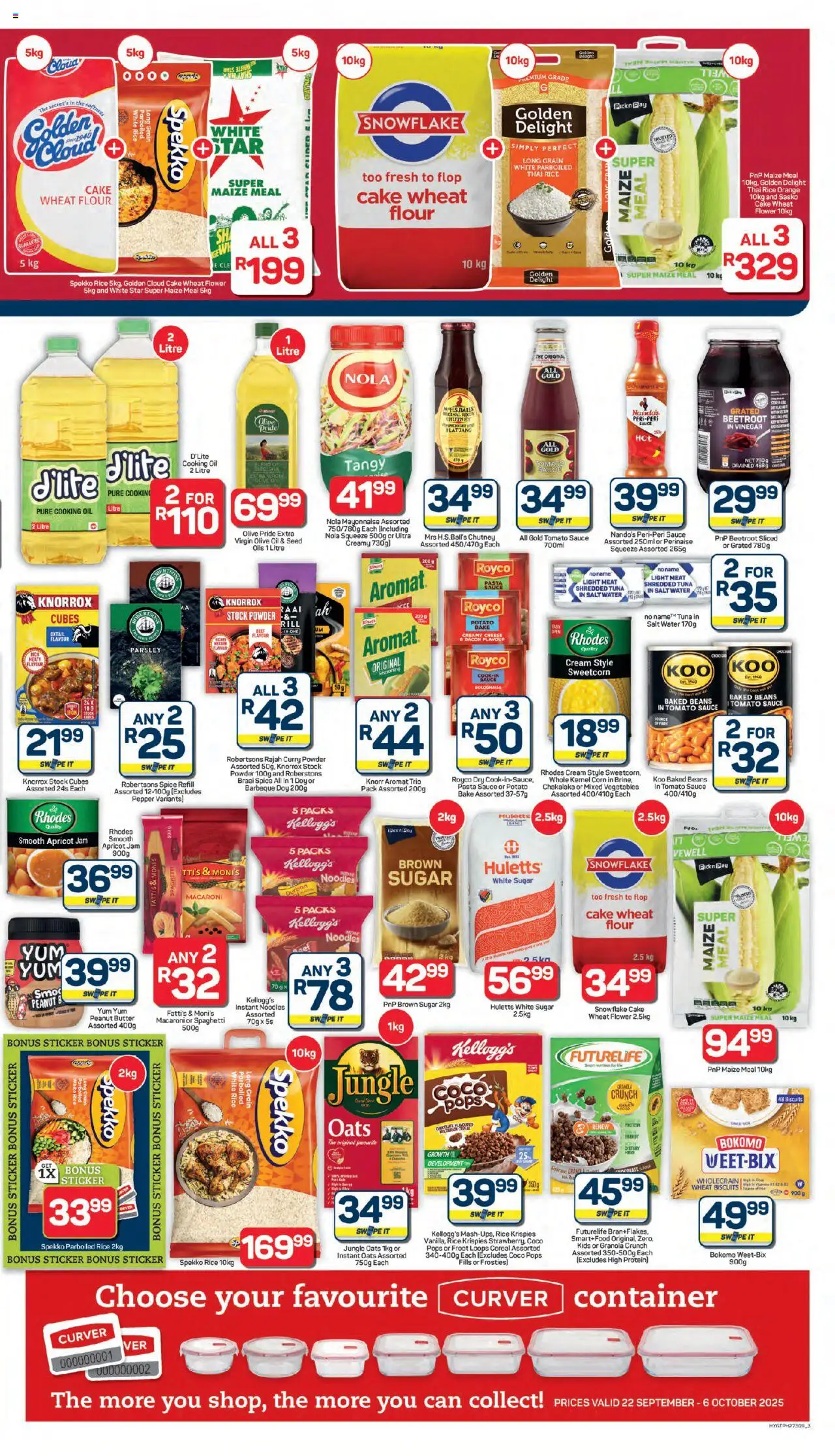 New Pick n Pay catalogue – valid from 22.09.2025 | Page: 3 | Products: Pasta sauce, Butter, Water, Sugar