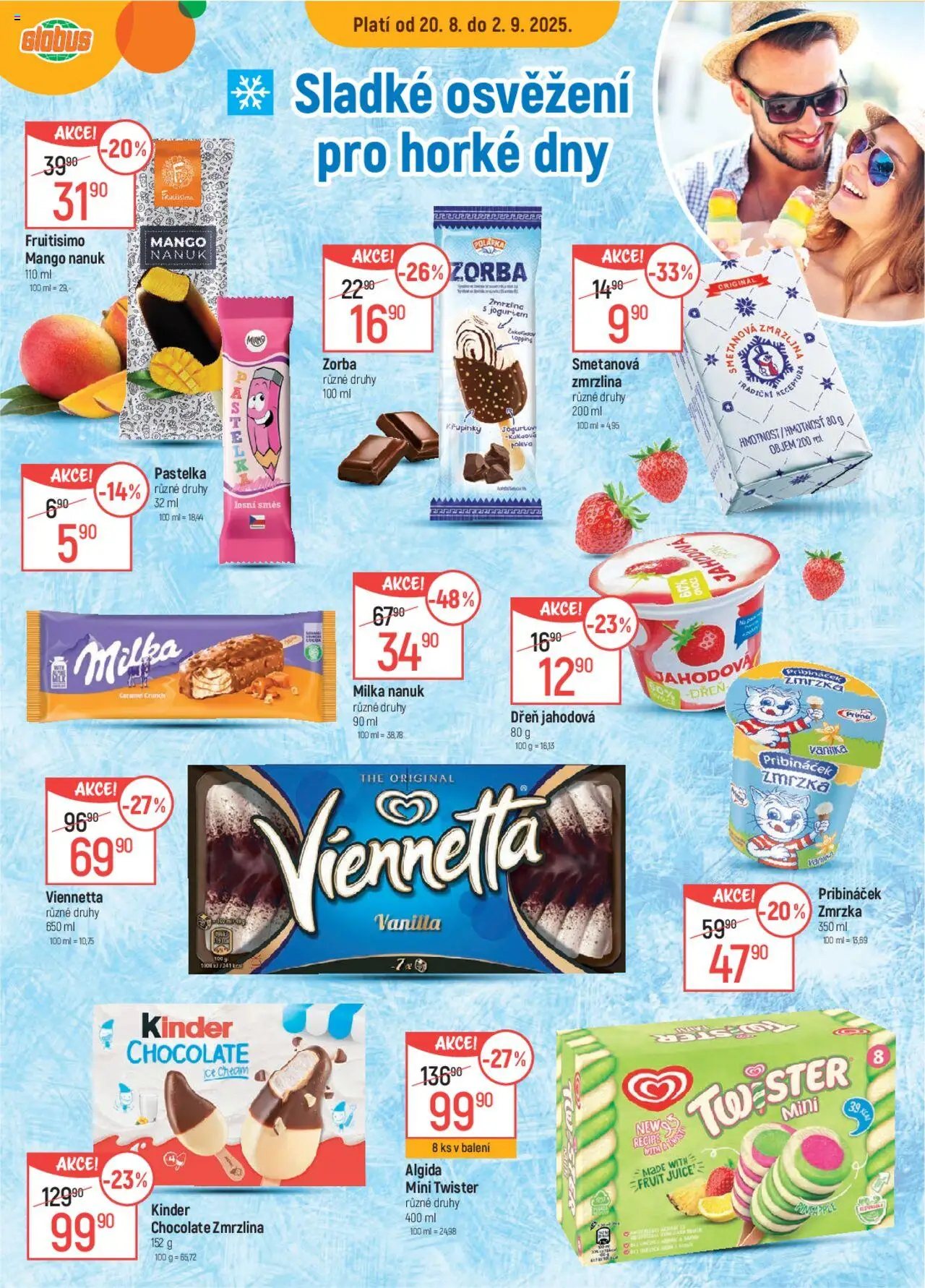 Globus leták od 20.08.2025 | Strana: 24 | Produkty: Nanuk, Mango, Viennetta, Pribináček