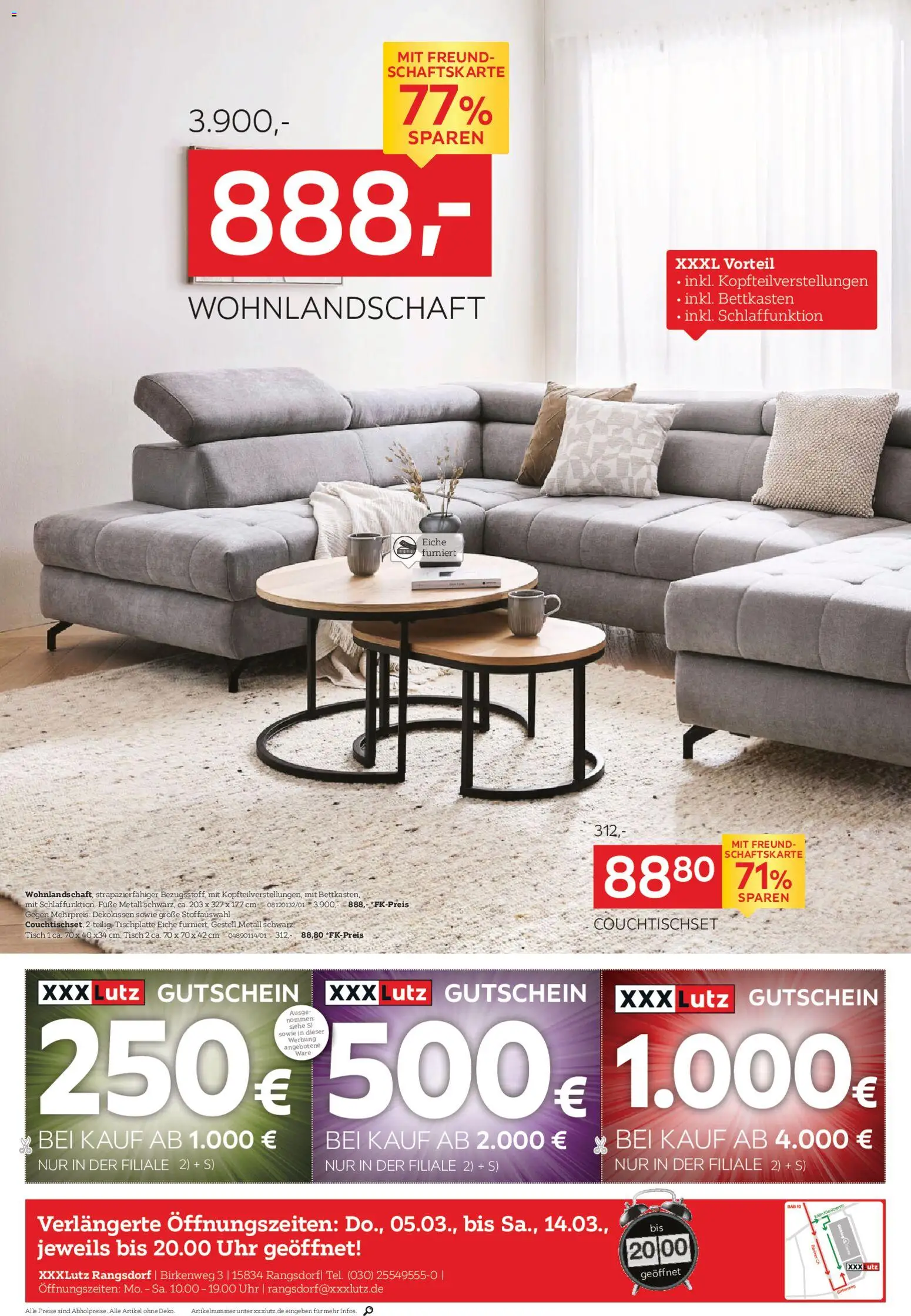 XXXL Lutz Neueröffnungsangebote in Rangsdorf – gültig ab 01.03.2026 | Seite: 2 | Produkte: Berliner, Wohnlandschaft, Tisch, Uhr