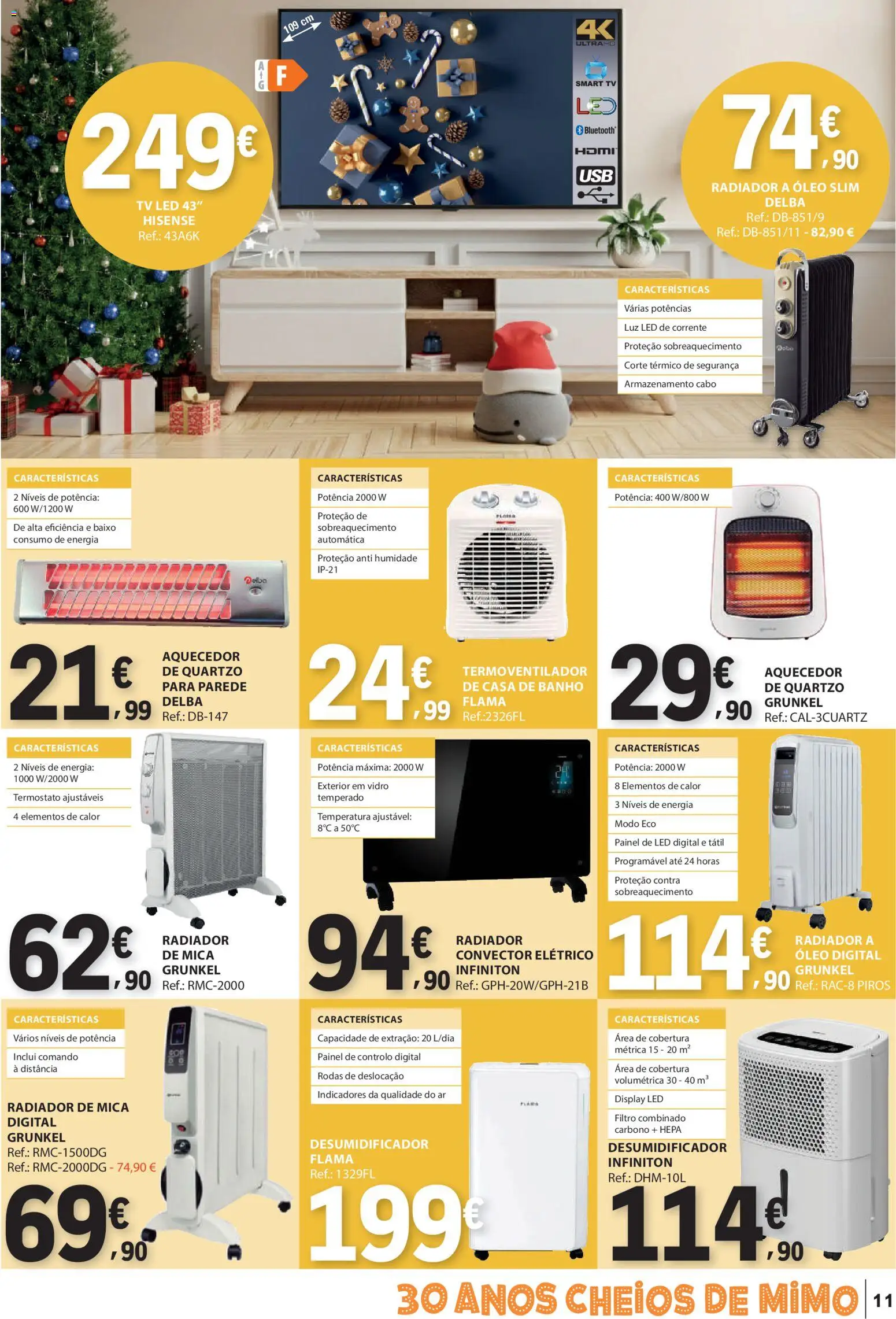 E.Leclerc Não Alimentar │ válido de 18.12.2025 | Página: 11 | Produtos: Tv led, Radiador, Óleo, Desumidificador