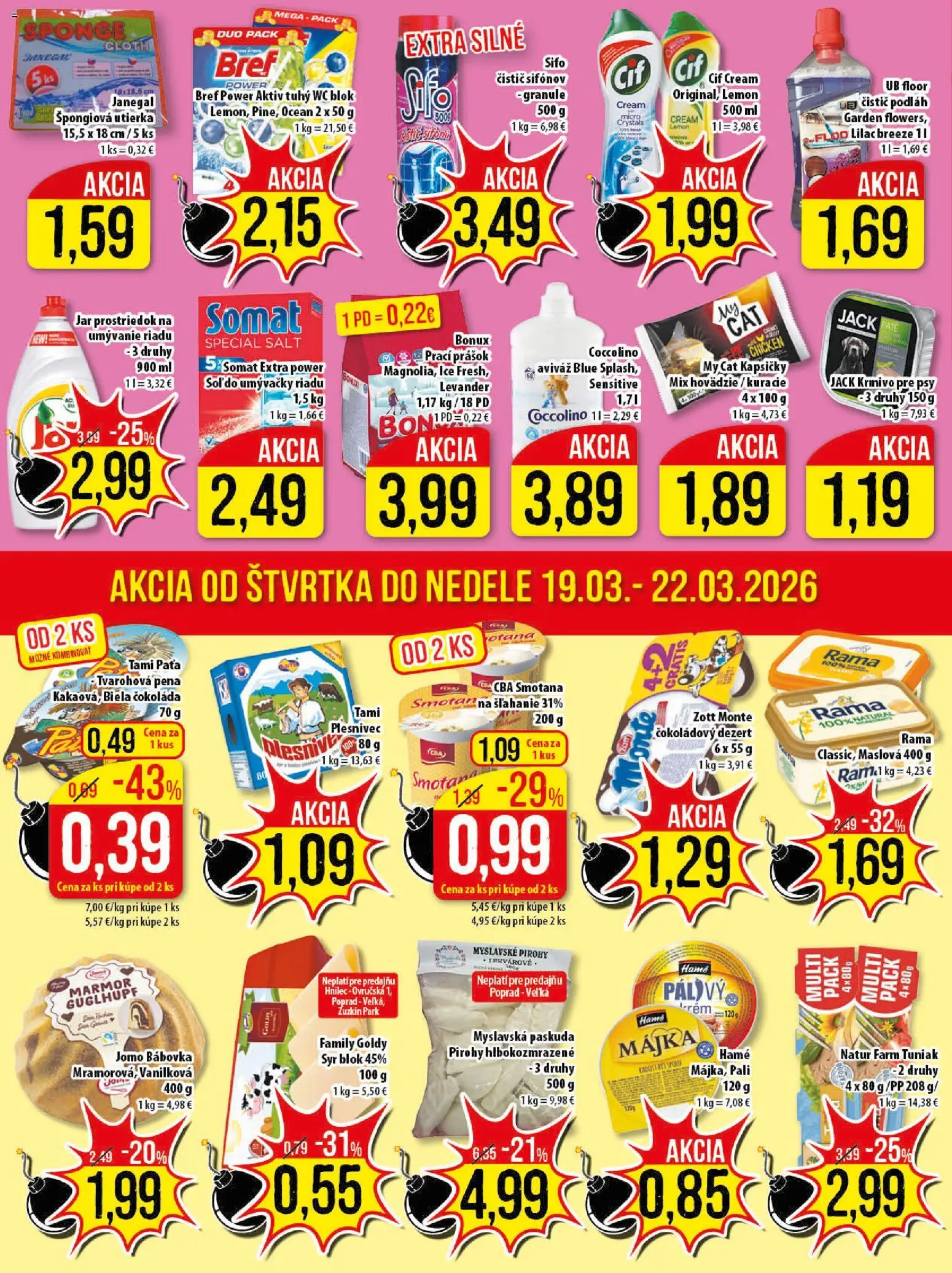 Nové Klas akcie – leták je platný od 16.03.2026 | Strana: 23 | Produkty: Tuniak, Smotana, Prací prášok, Rama