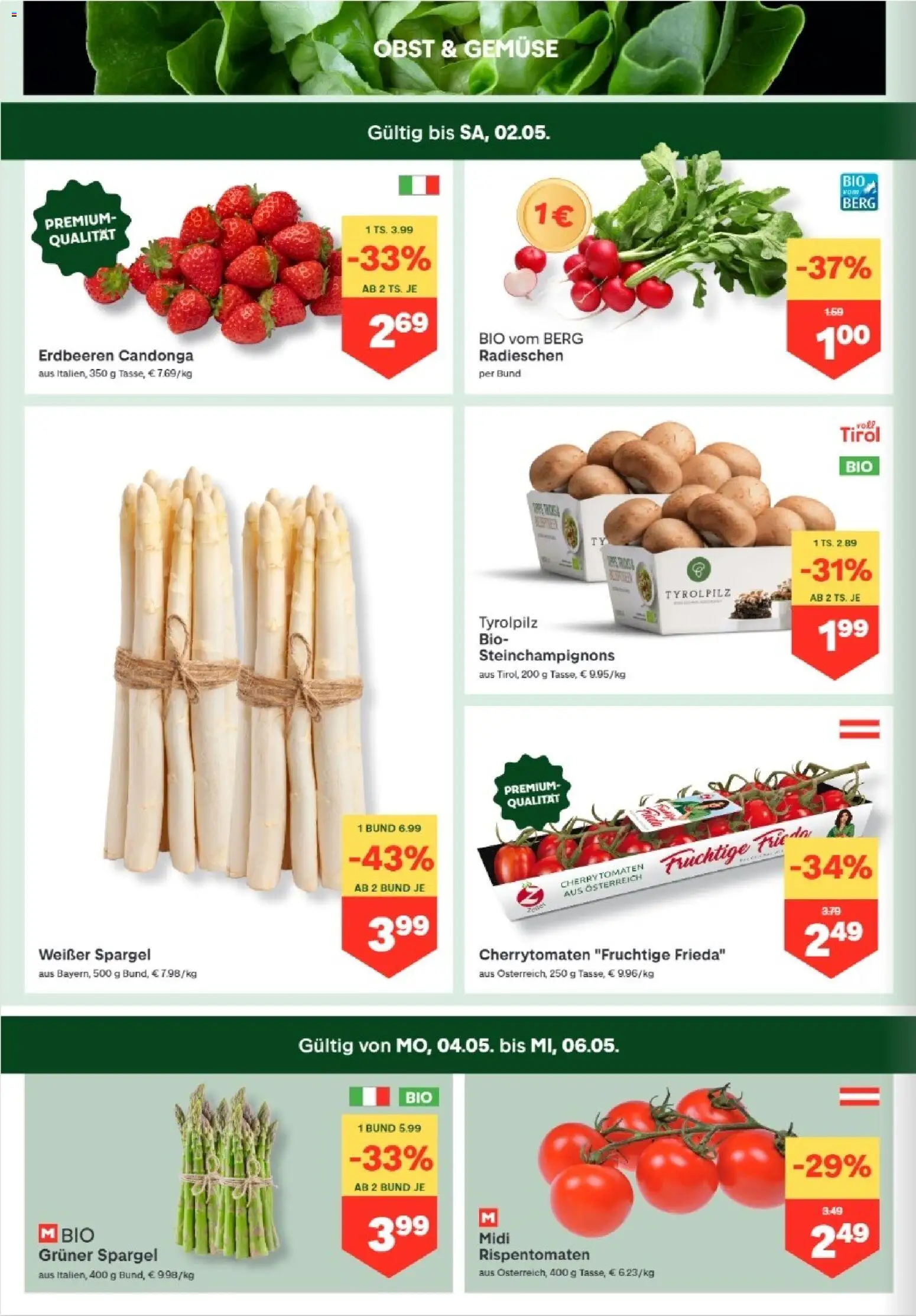 MPREIS Dellach im Drautal gültig ab 30.04.2026 | Seite: 2 | Produkte: Erdbeeren, Gemüse, Obst